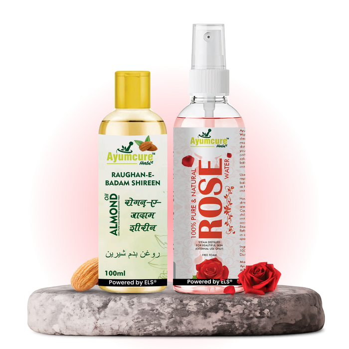 Rose Water & Almond Oil Combo | Natural Hydration for Face, Hair & Body | Unisex