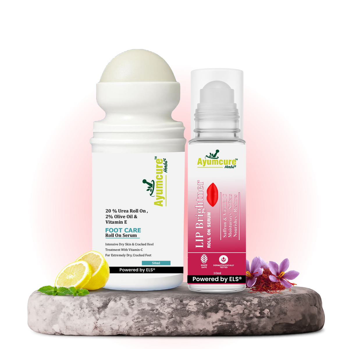 Winter Combo: 20% Urea Foot Roll-On + Lip Brightener Roll-On | 2% Olive Oil | Unisex