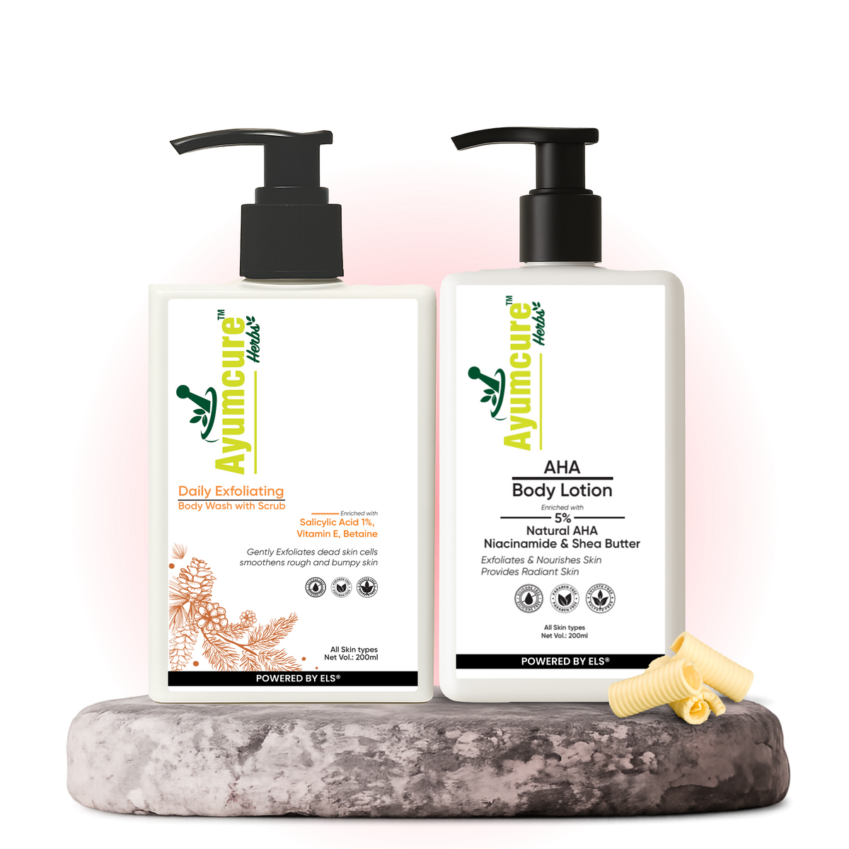 The De-Tan Body Duo — 1% Salicylic Acid Body Wash + 5% AHA Body Lotion | Men & Women