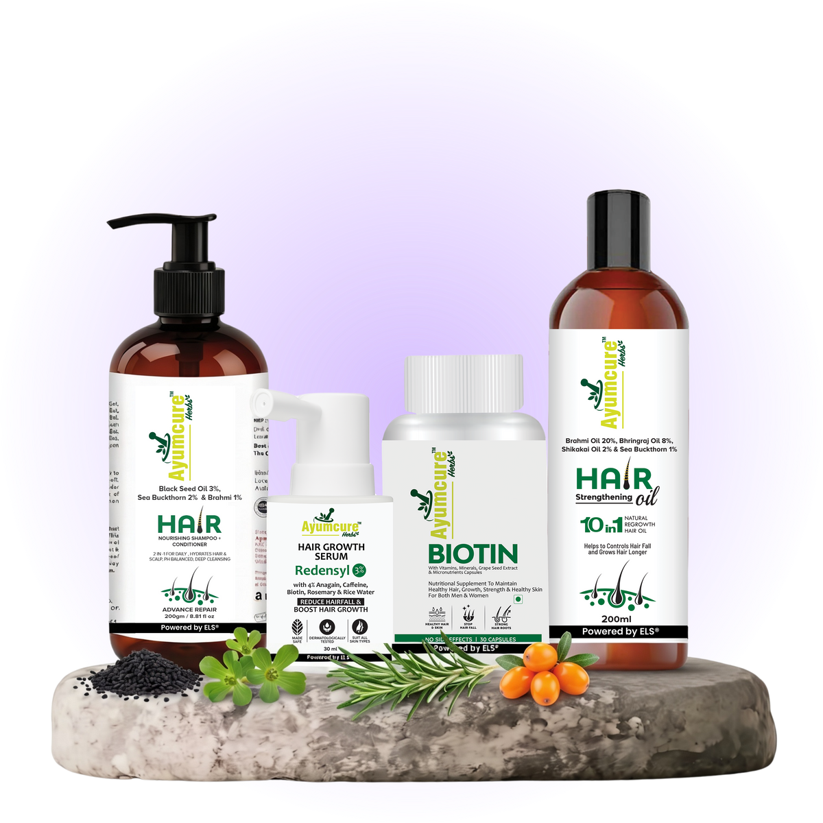 Hair Growth Kit: Shampoo + Conditioner + Oil + Biotin Serum | Men & Women