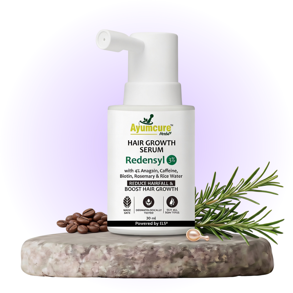 Hair Growth Serum, Biotin, Caffeine, Rice Water & Rosemary, Men & Women