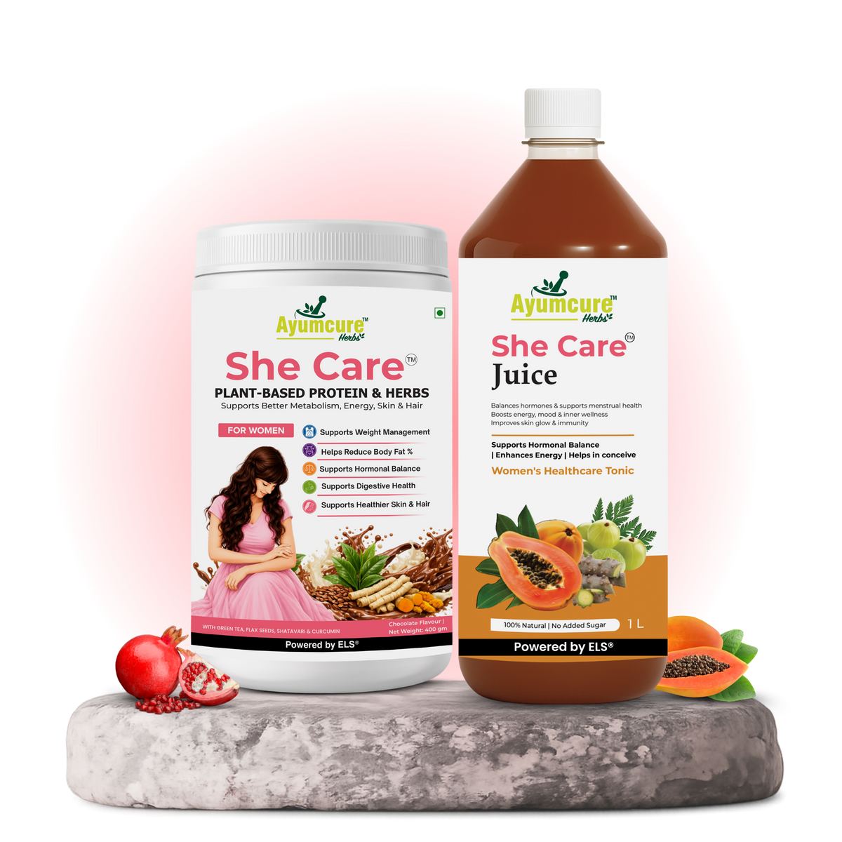 She Care Womens Wellness Combo, Protein Powder + Herbal Juice, Hormonal Wellness & Daily Nutrition