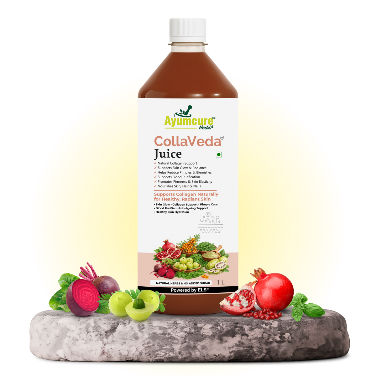 CollaVeda Juice | Korean Glass Skin Formula | 100% Herbal | Natural Collagen Support | Skin Glow & Radiance | For Men & Women | 1 Litre