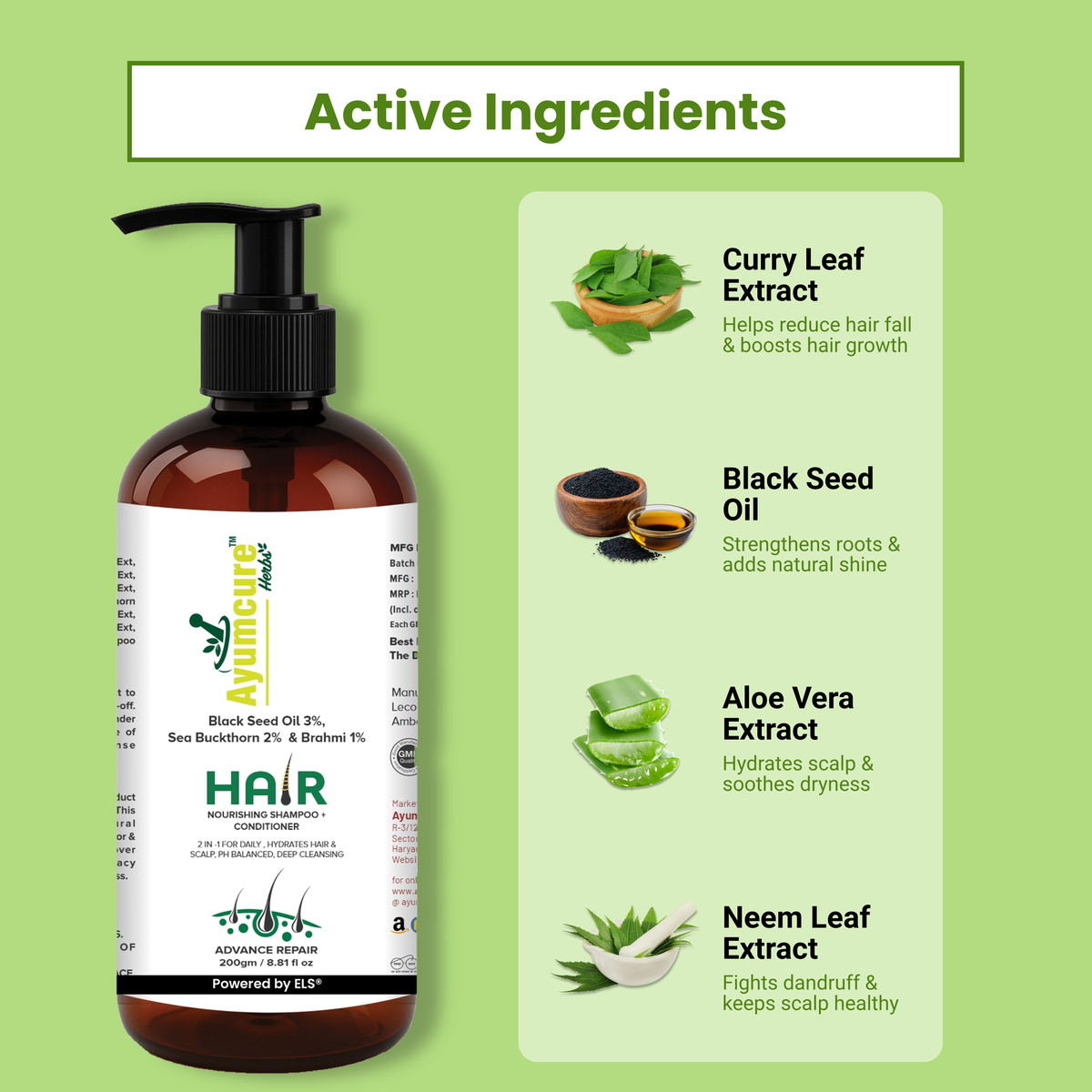 3% Black Seeds Oil + 2% Sea Buckthorn Shampoo + Conditioner | Hair Growth | Unisex