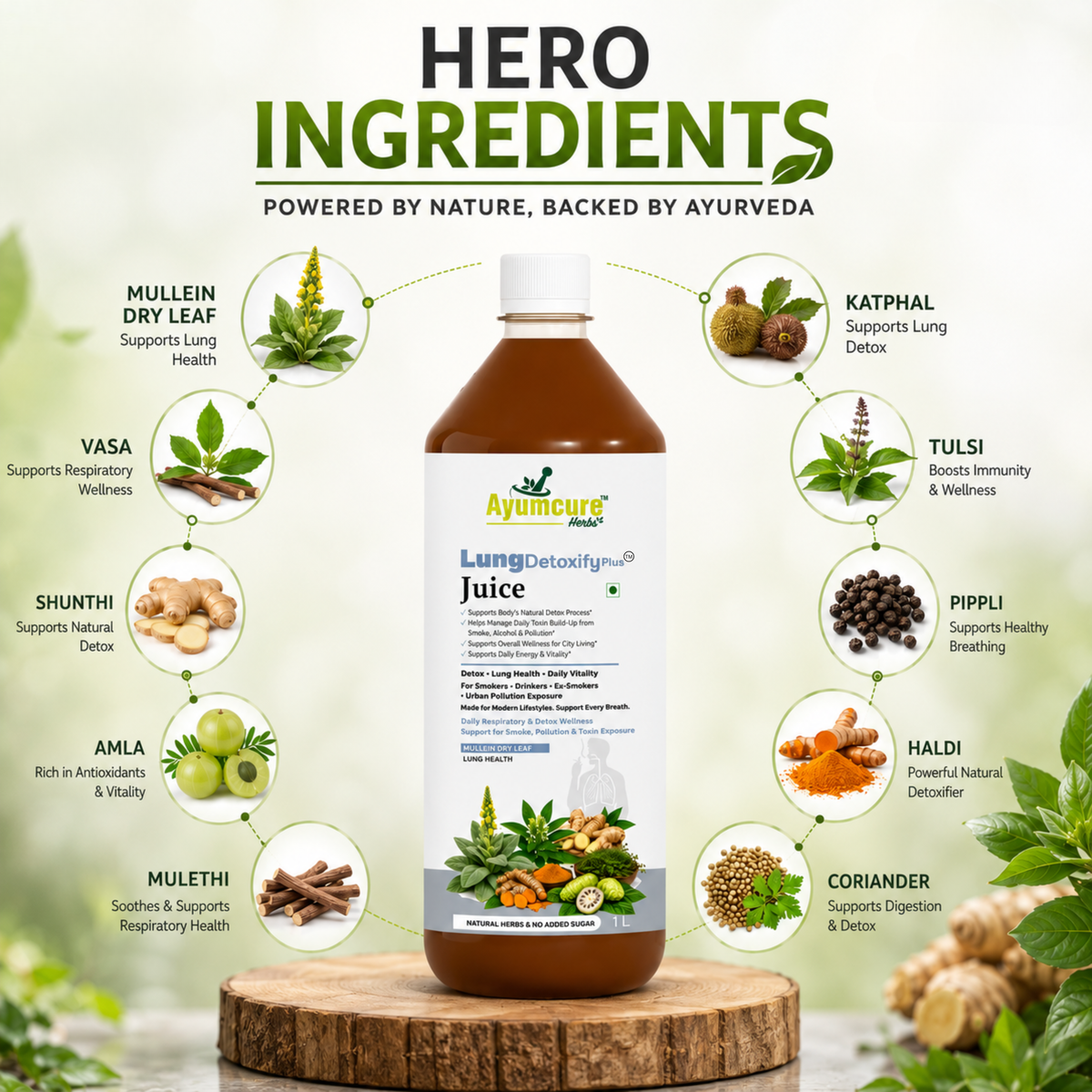 LungDetoxify Plus Juice – Lung Health & Respiratory Support | 22 Herbs with Mullein Leaf Extract | No Added Sugar