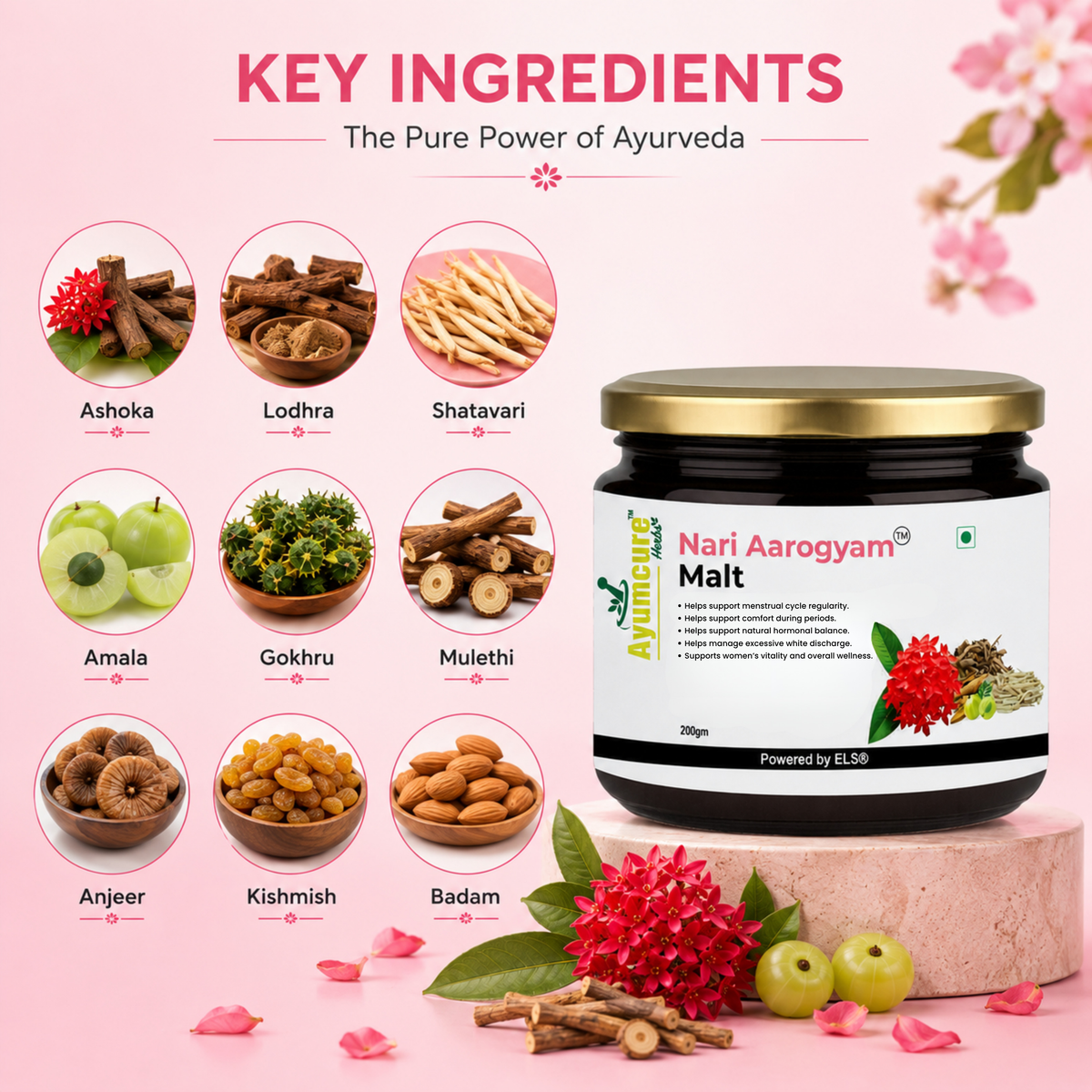 Nari Aarogyam Malt - White Discharge (Leukorrhea) & PCOS Support - Only For Women