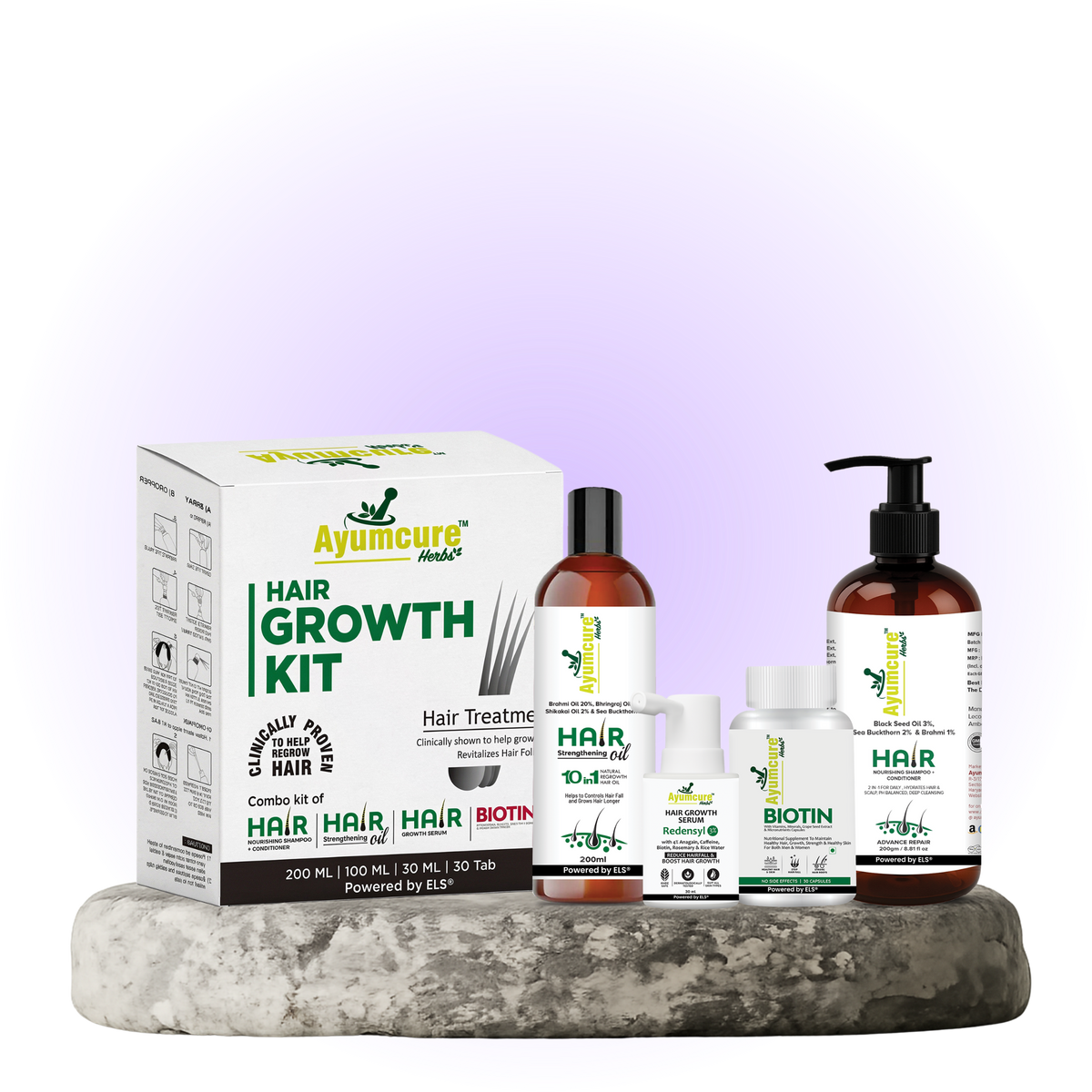 Hair Growth Kit: Shampoo + Conditioner + Oil + Biotin Serum | Men & Women