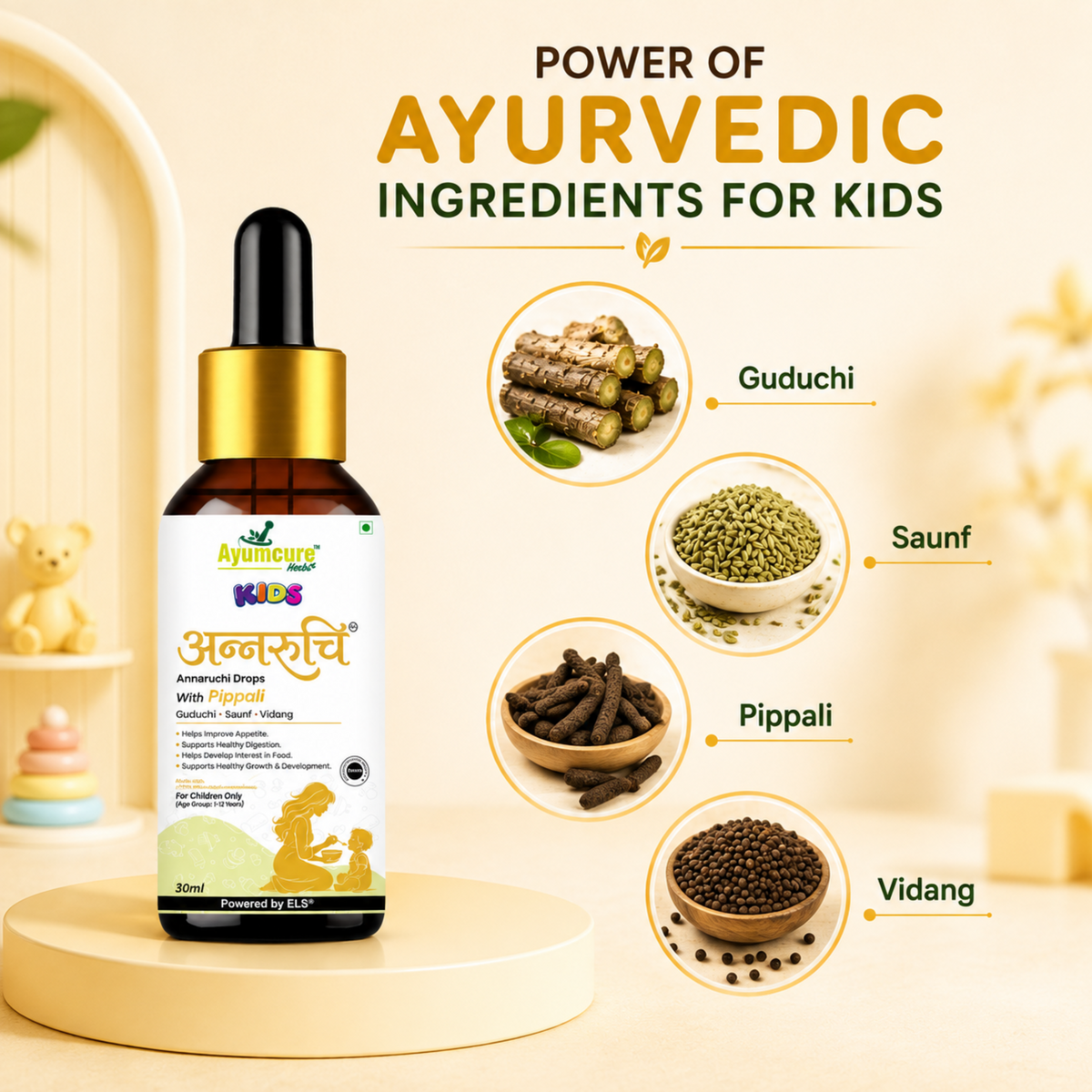 Kids Annaruchi Drops – Appetite & Digestive Support | Ayurvedic, for Children 1-12 Years