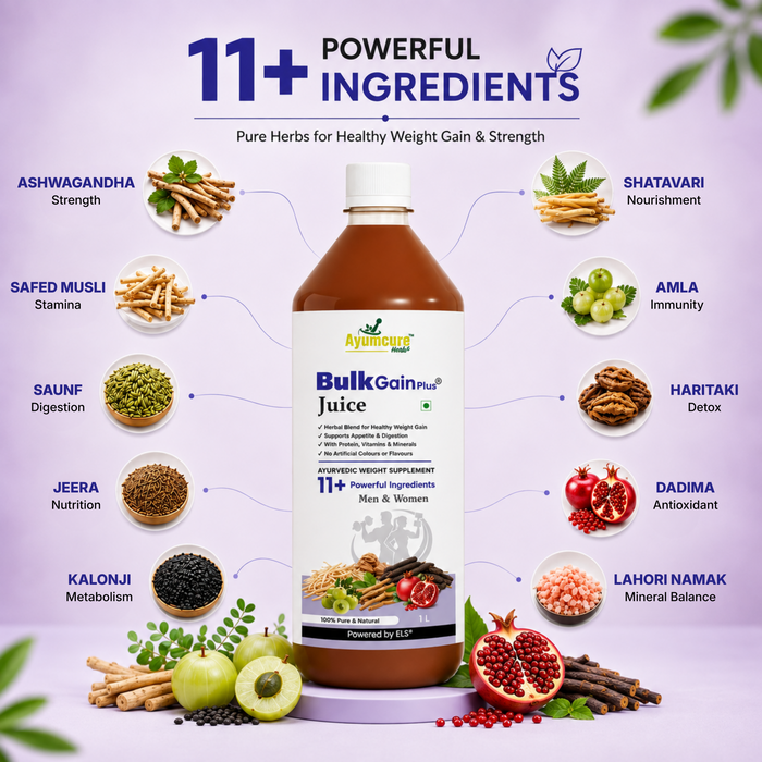 BulkGain Plus Ayurvedic Weight Gain Juice, 11+ Herbs, Men & Women