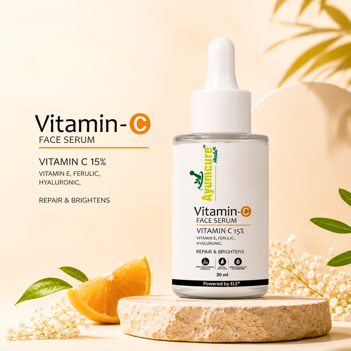 Vitamin C Face Serum | Ferulic Acid, Hyaluronic Acid & Vit E | Anti-Aging | Unisex