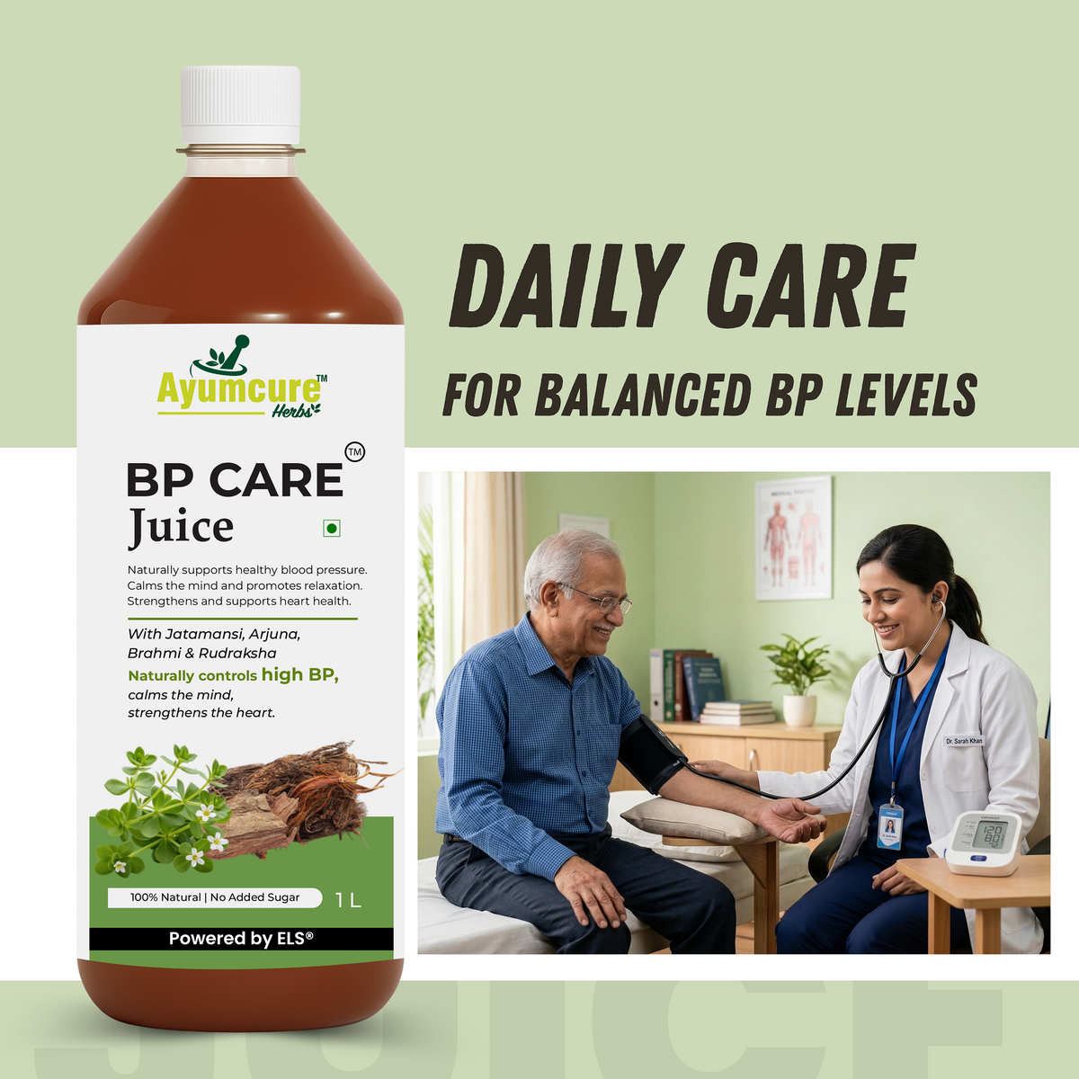 BP Care Ayurvedic Juice “ Manages High Blood Pressure,Sugar Free,Men & Women