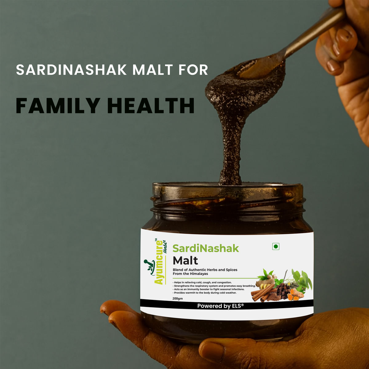 SardiNashak Malt - Blend of 25+ Ayurvedic Herbs & Spices - Helps Relieve Cold, Cough & Congestion - For Adults & Kids Above 3 Years
