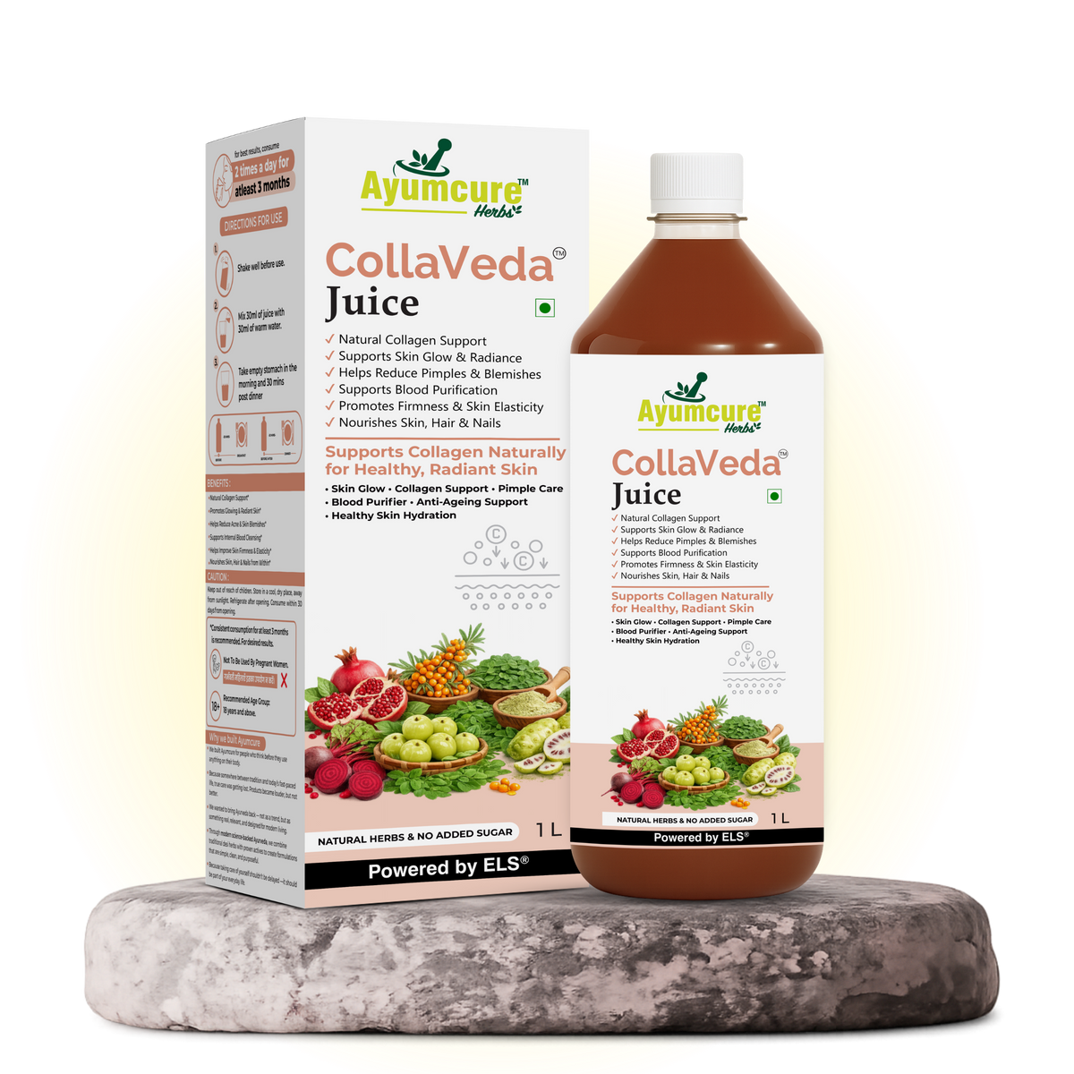 CollaVeda Juice – Natural Collagen Support & Skin Glow | Korean Glass Skin Formula | 100% Herbal | 1 Litre