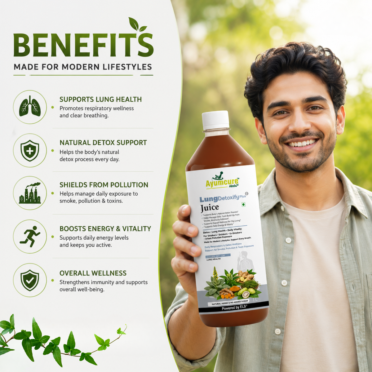 LungDetoxify Plus Juice – Lung Health & Respiratory Support | 22 Herbs with Mullein Leaf Extract | No Added Sugar