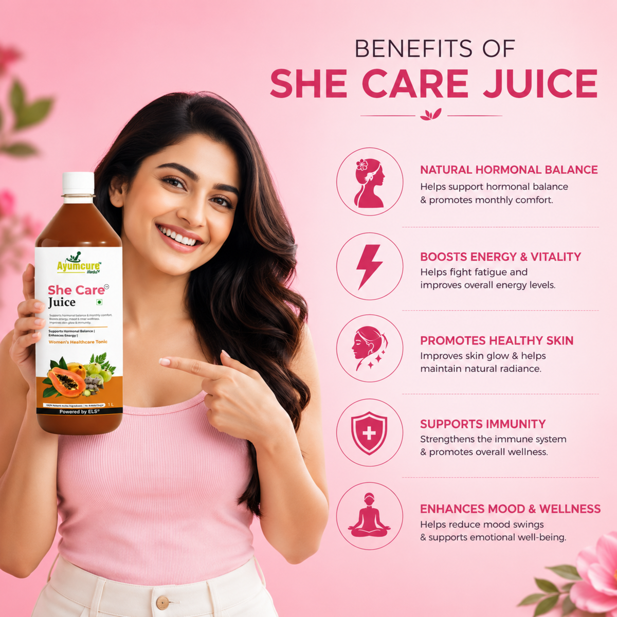 She Care Ayurvedic Juice | PCOS, PCOD & Period Pain Relief | Ayush Certified | Only For Women