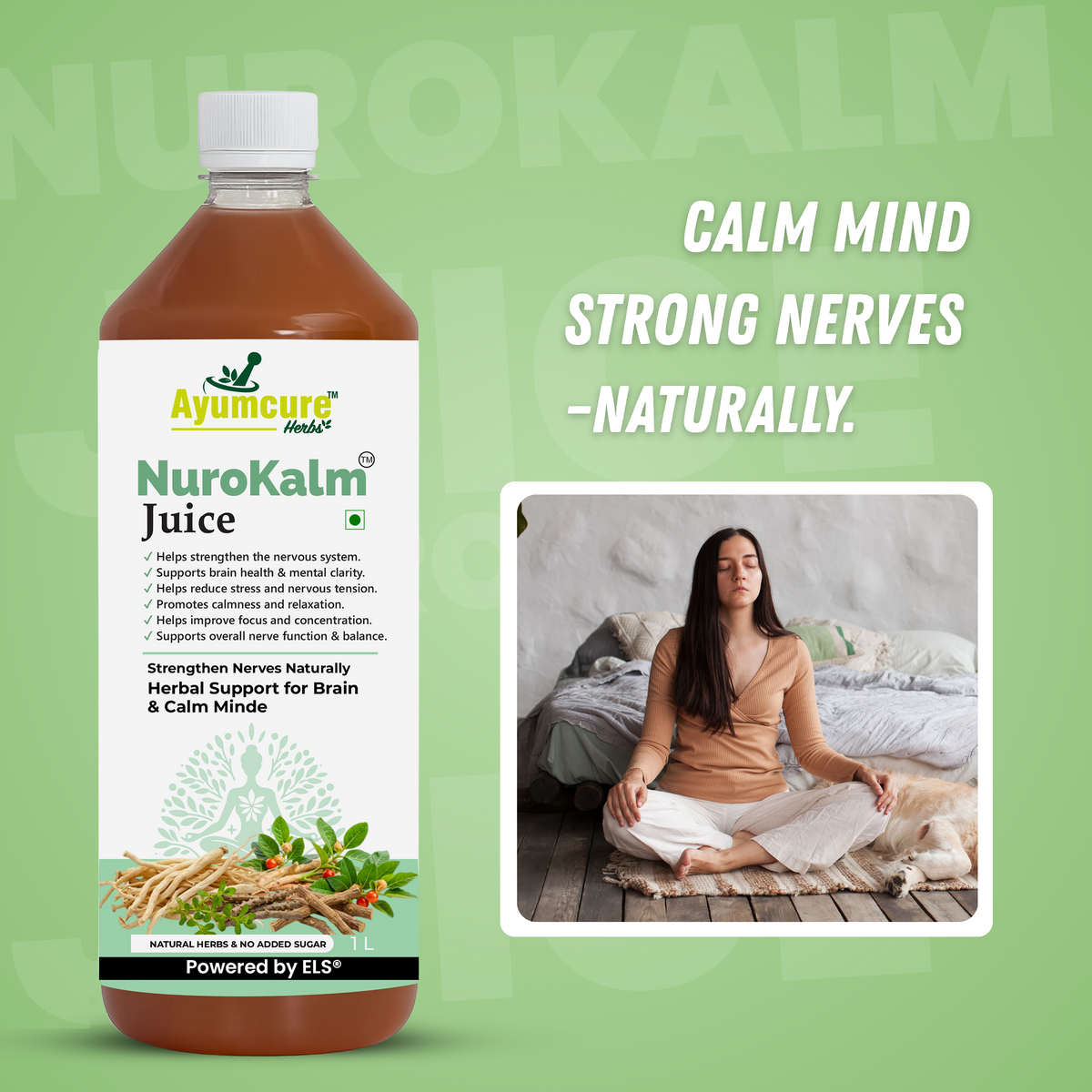 NuroKalm Ayurvedic Nervous System & Stress Relief Juice - No Added Sugar - Unisex