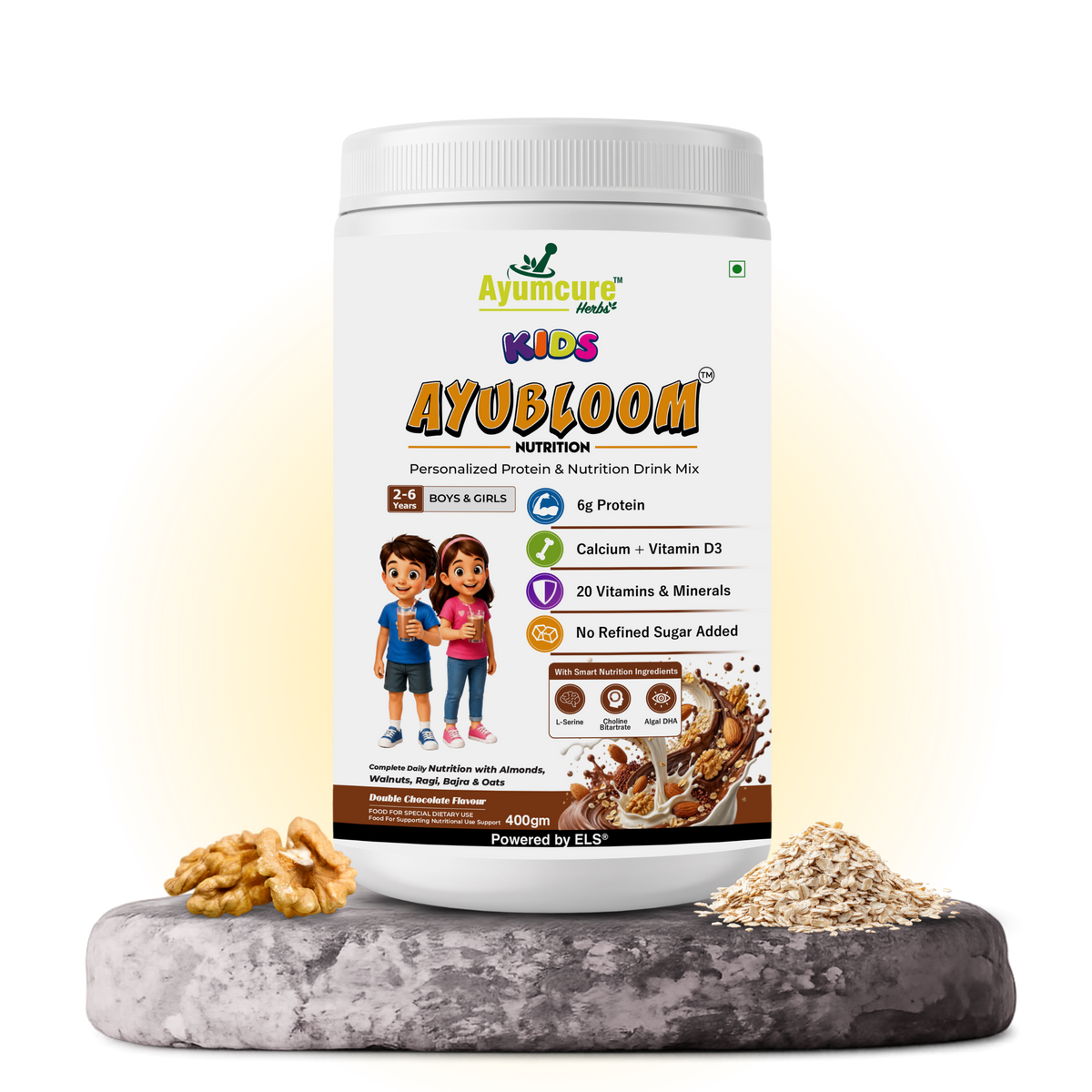 Kids AYUBLOOM Nutrition Drink Powder |  Complete Daily Nutrition for Boys & Girls 2-6 Years