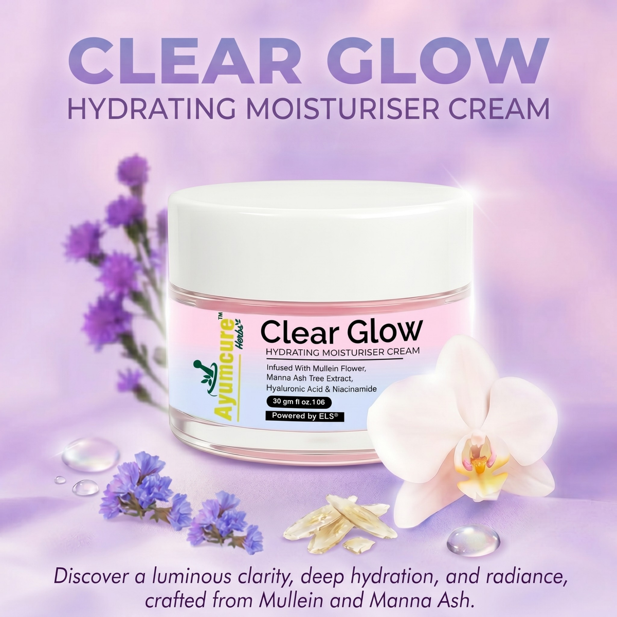 Clear Glow Korean Skin Hydrating Moisturiser Cream | Women & Men | 30 gm