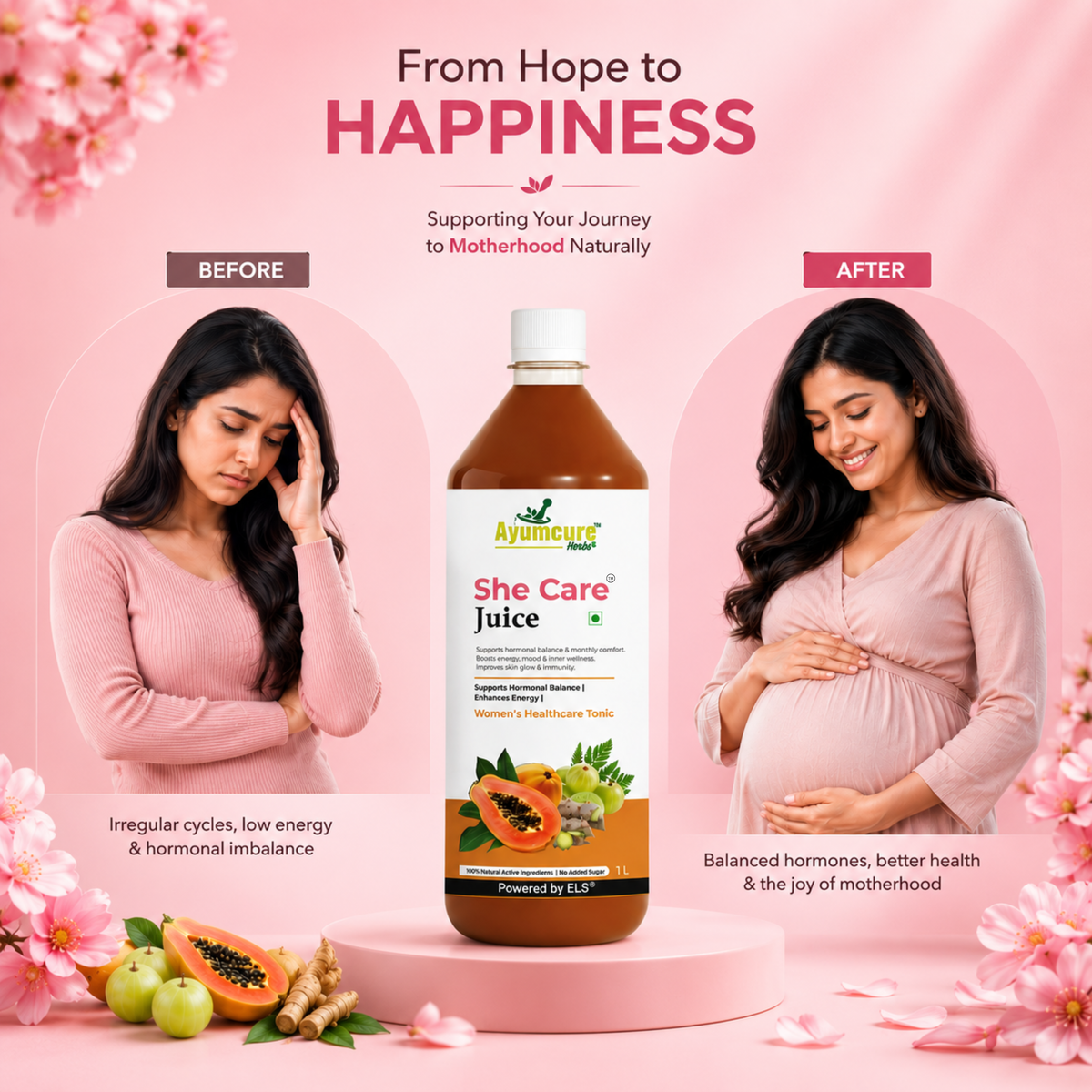 She Care Ayurvedic Juice | PCOS, PCOD & Period Pain Relief | Ayush Certified | Only For Women