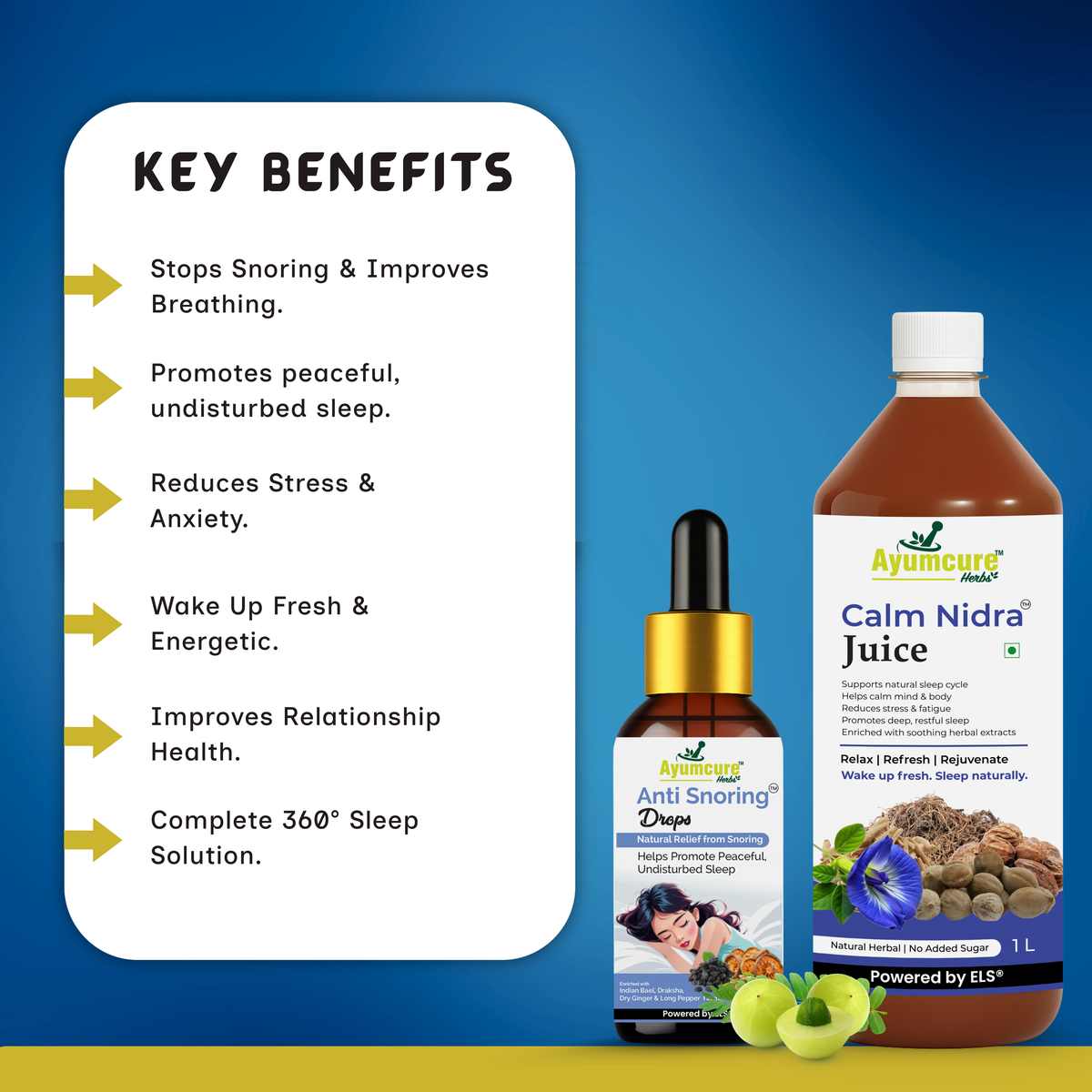 Calm Nidra Juice + Anti-Snoring Drops Combo | Deep Sleep & Snoring Relief | Unisex