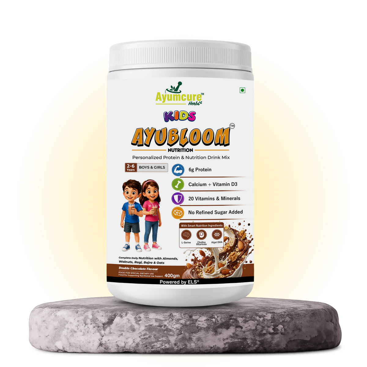 Kids AYUBLOOM Nutrition Drink Powder |  Complete Daily Nutrition for Boys & Girls 2-6 Years