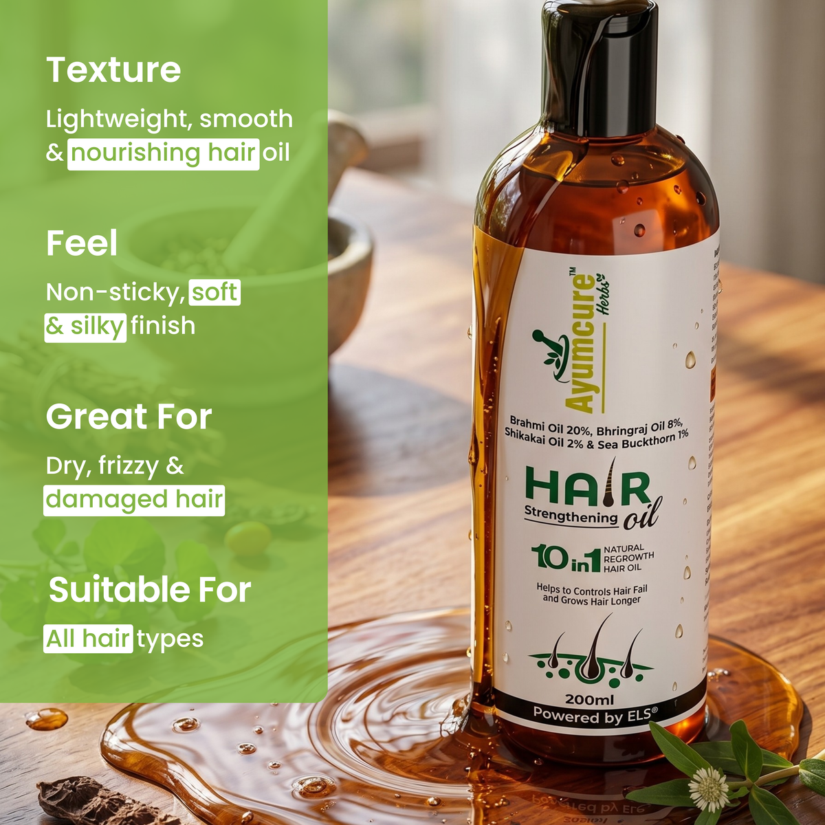 Hair Oil, 1% Sea Buckthorn, 20% Brahmi, 8% Bhringraj, 2% Shikakai, Men & Women