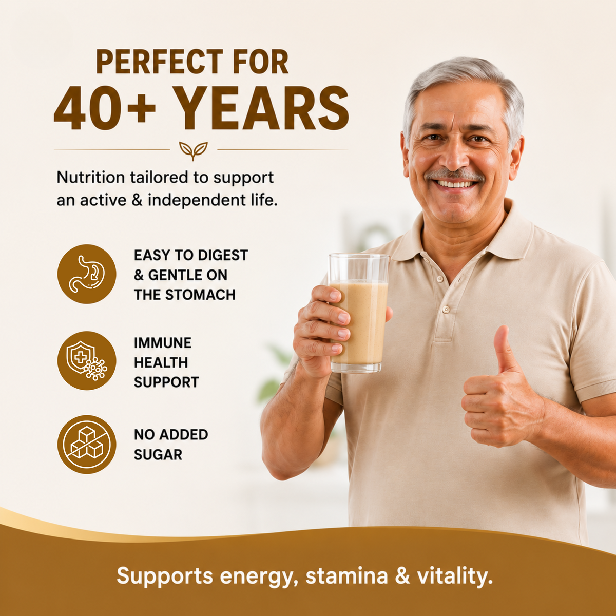 StrongAge Plant-Based Protein Powder for Men & Women 40+ | High Protein with 20 Vitamins & Minerals + 5 Superfoods | Supports Muscle Strength, Mobility, Bone Health, Energy & Healthy Ageing | Prebiotic Fibre | Vanilla Flavour | 400g