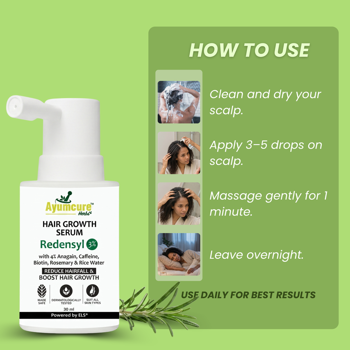 Hair Growth Serum – Biotin, Caffeine, Rice Water & Rosemary | Men & Women