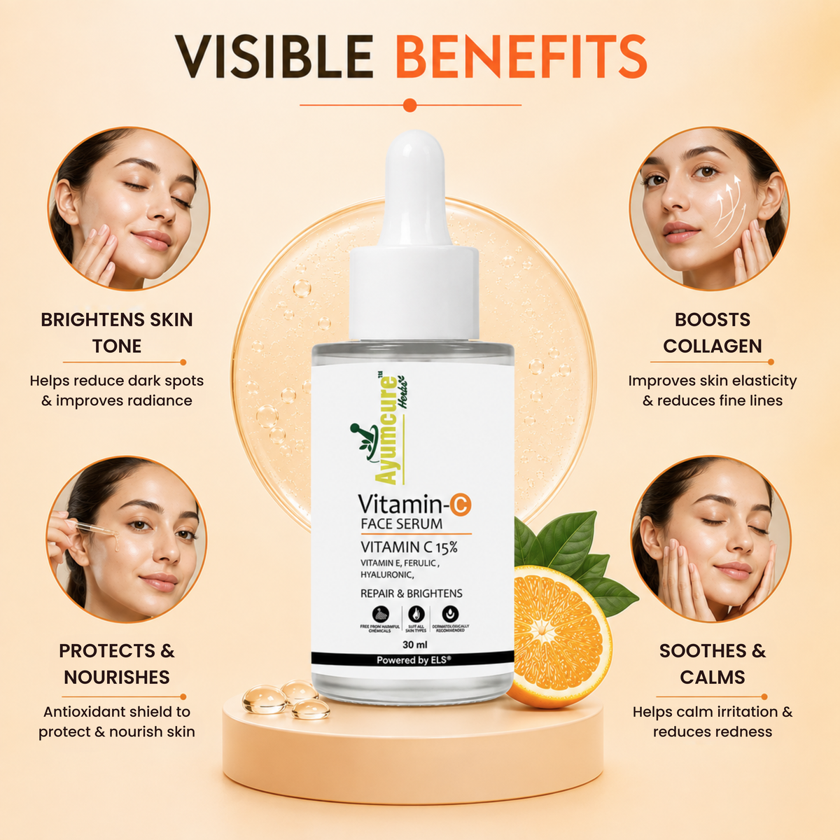 Vitamin C Face Serum | Ferulic Acid, Hyaluronic Acid & Vit E | Anti-Aging | Unisex