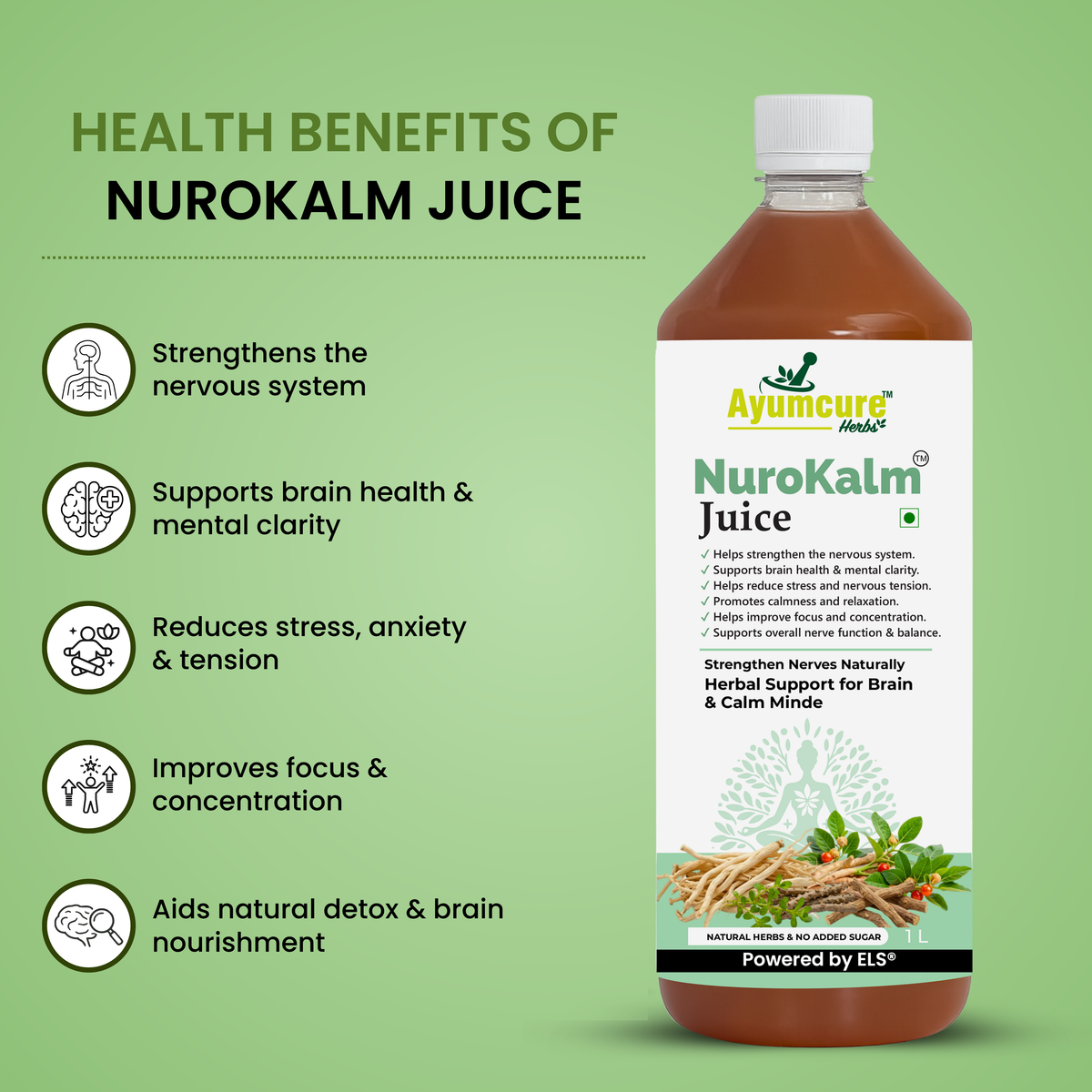 NuroKalm Ayurvedic Nervous System & Stress Relief Juice - No Added Sugar - Unisex