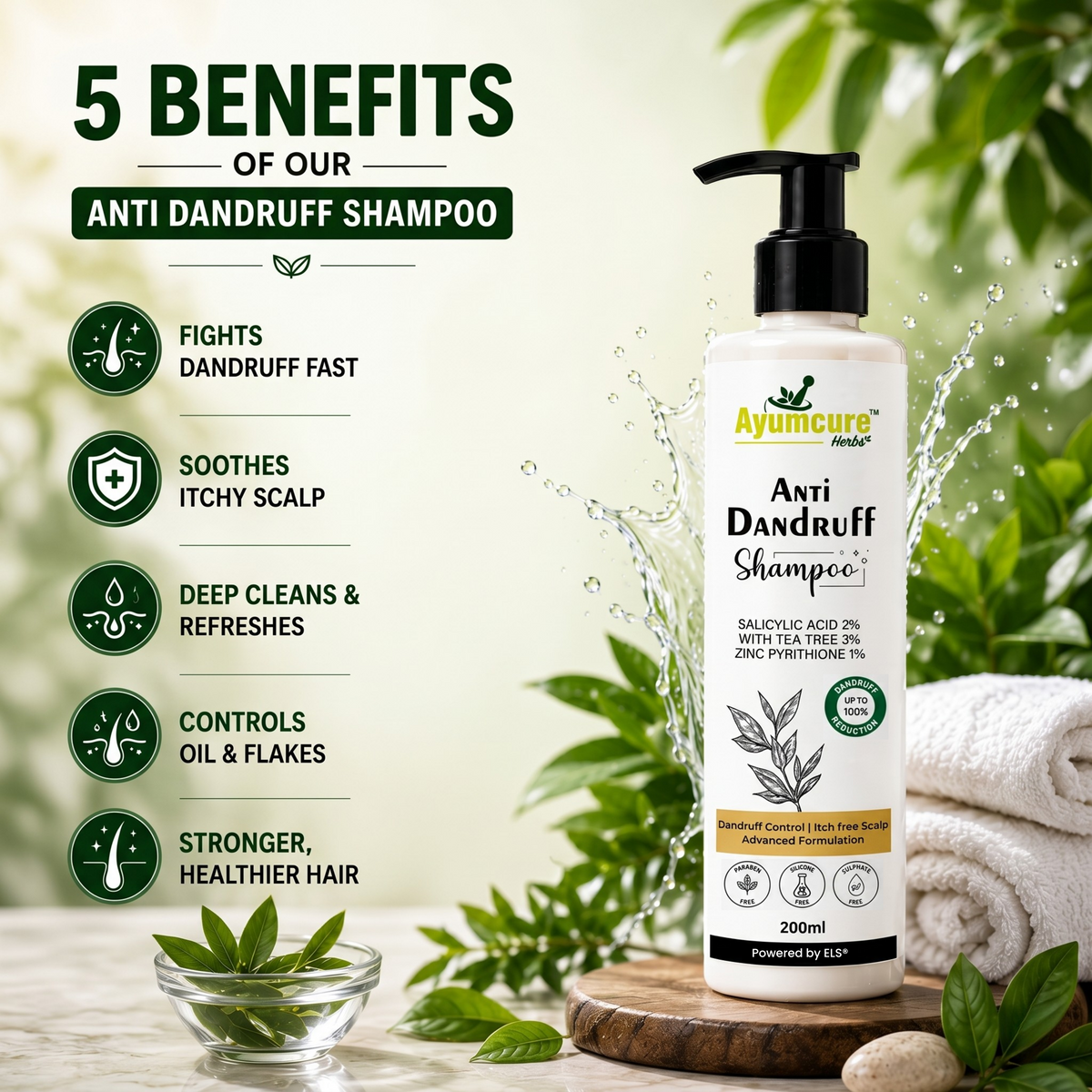 The Dandruff Fix Duo – 3% Tea Tree Shampoo + Anti-Dandruff Serum | Men & Women