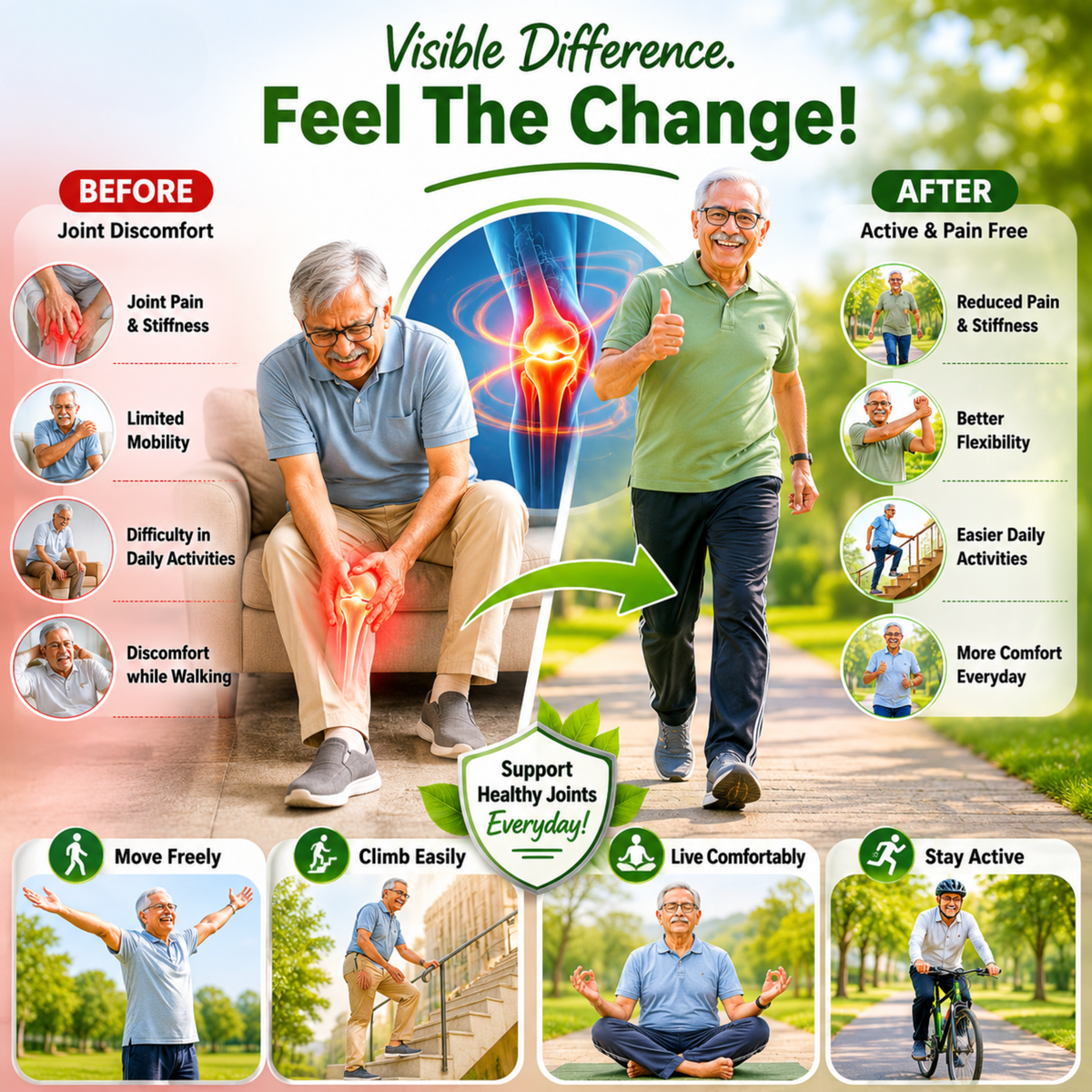 Joint Care Combo: Herbal Capsules + Pain Relief Oil | Flexibility | Men & Women