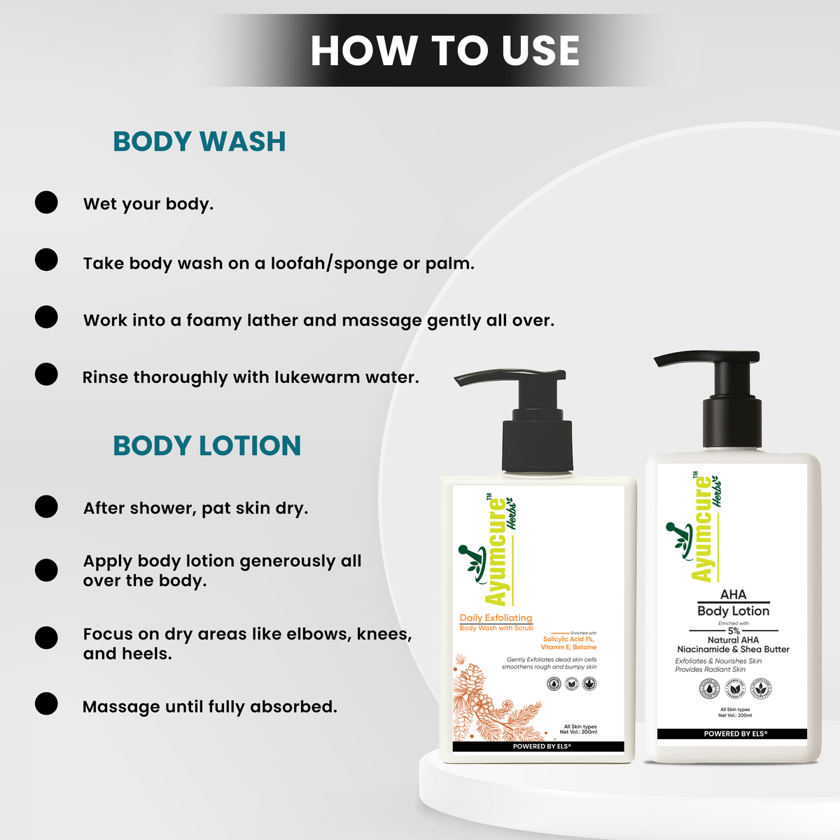 The De-Tan Body Duo — 1% Salicylic Acid Body Wash + 5% AHA Body Lotion | Men & Women