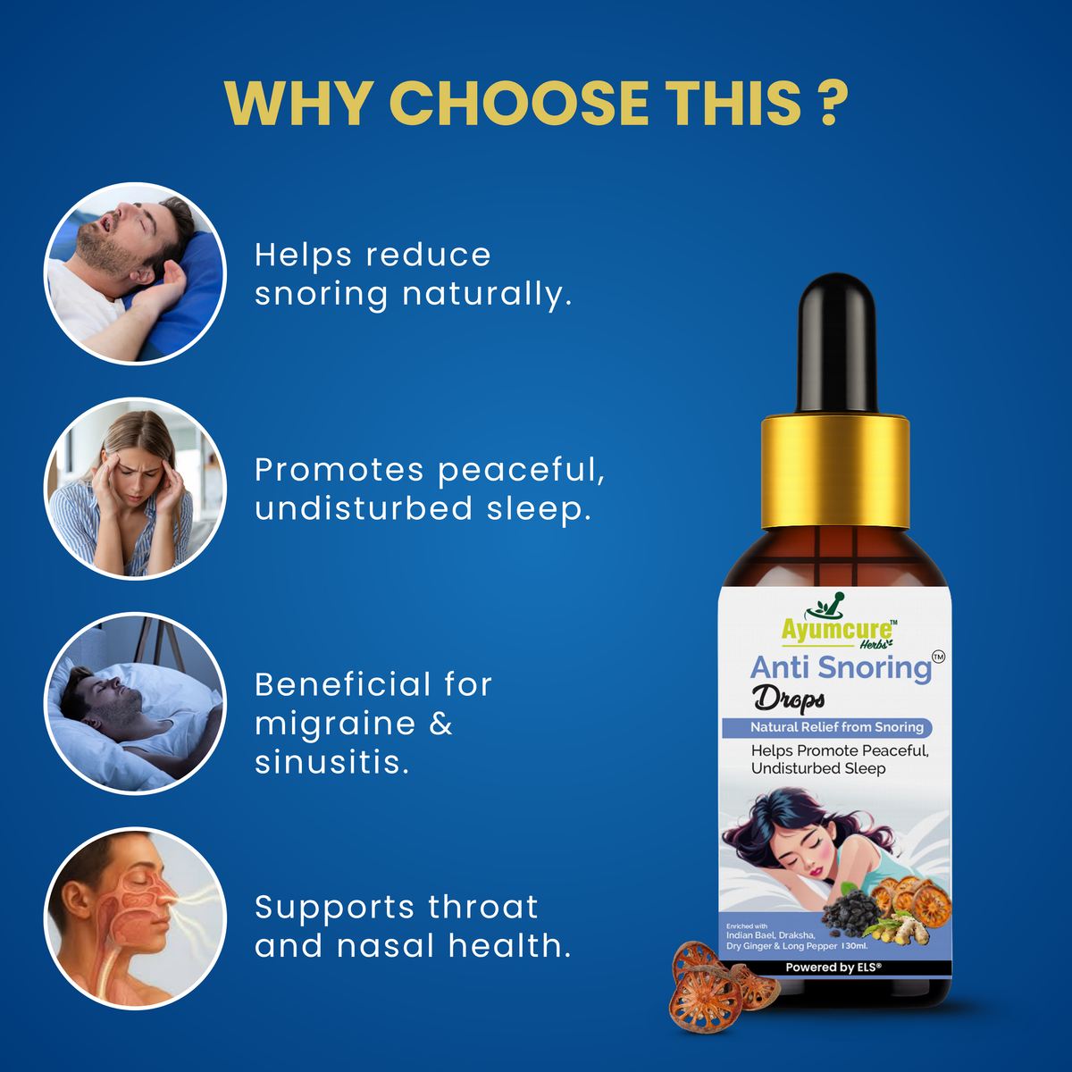 Anti-Snoring Herbal Nasal Drops | Promotes Peaceful Sleep | Men & Women