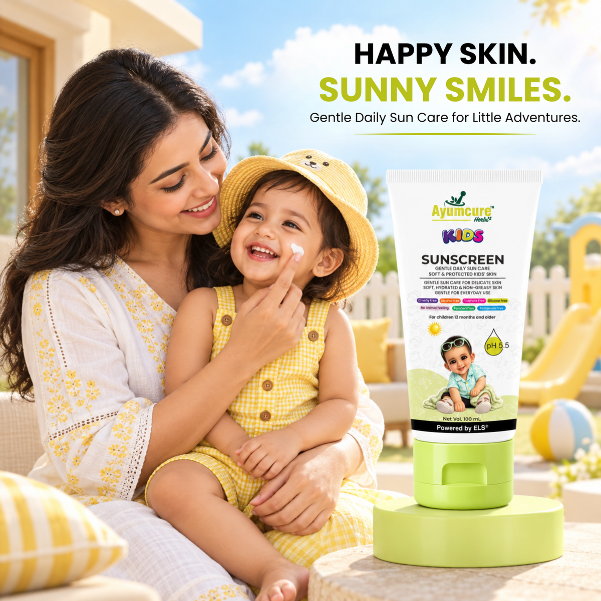 Ayumcure Herbs Kids Sunscreen SPF 30 PA+++ with Aloe Vera, Calendula & Shea Butter, 100ml
