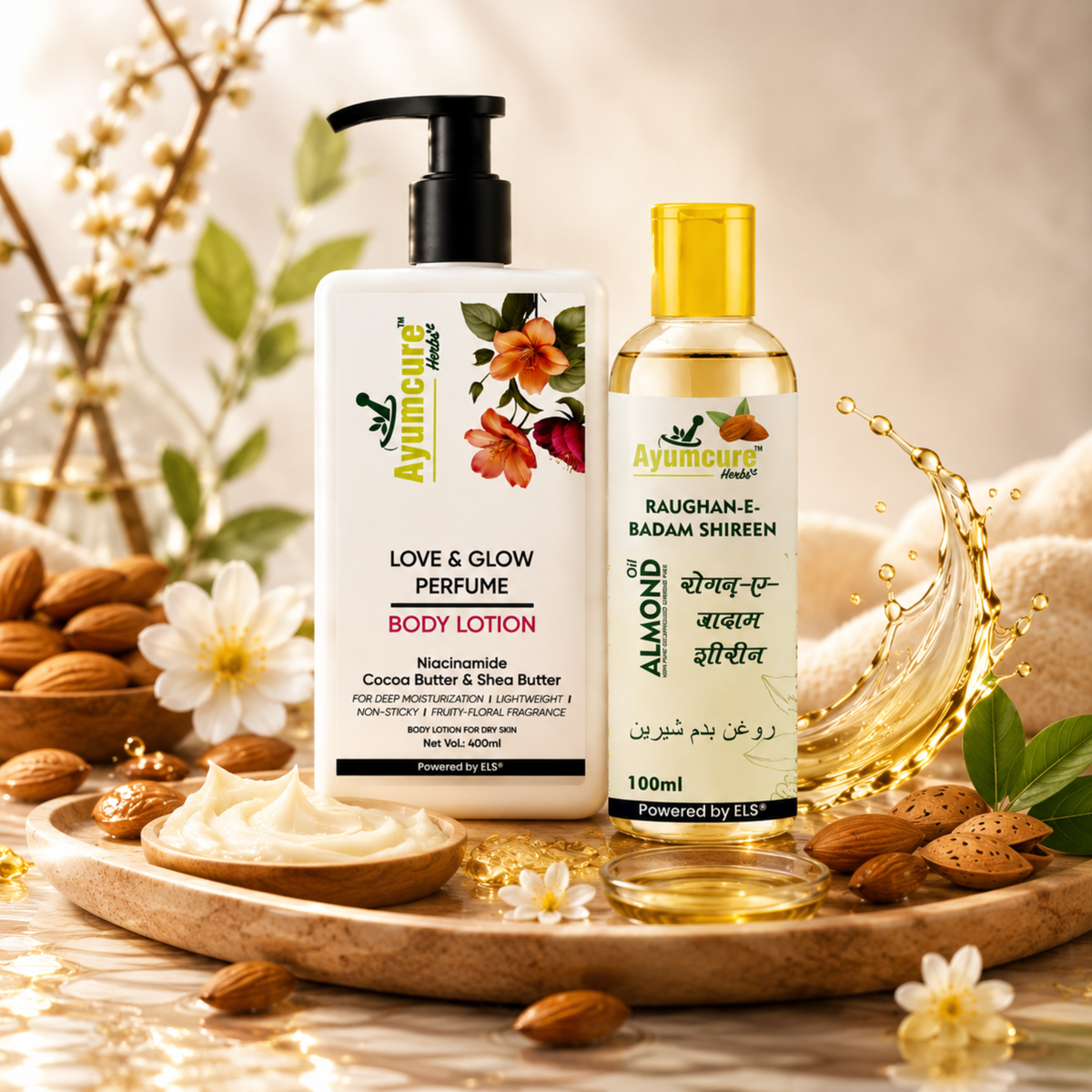 Winter Combo: Love & Glow Perfume Body Lotion + Almond Oil | Deep Moisturization | Unisex