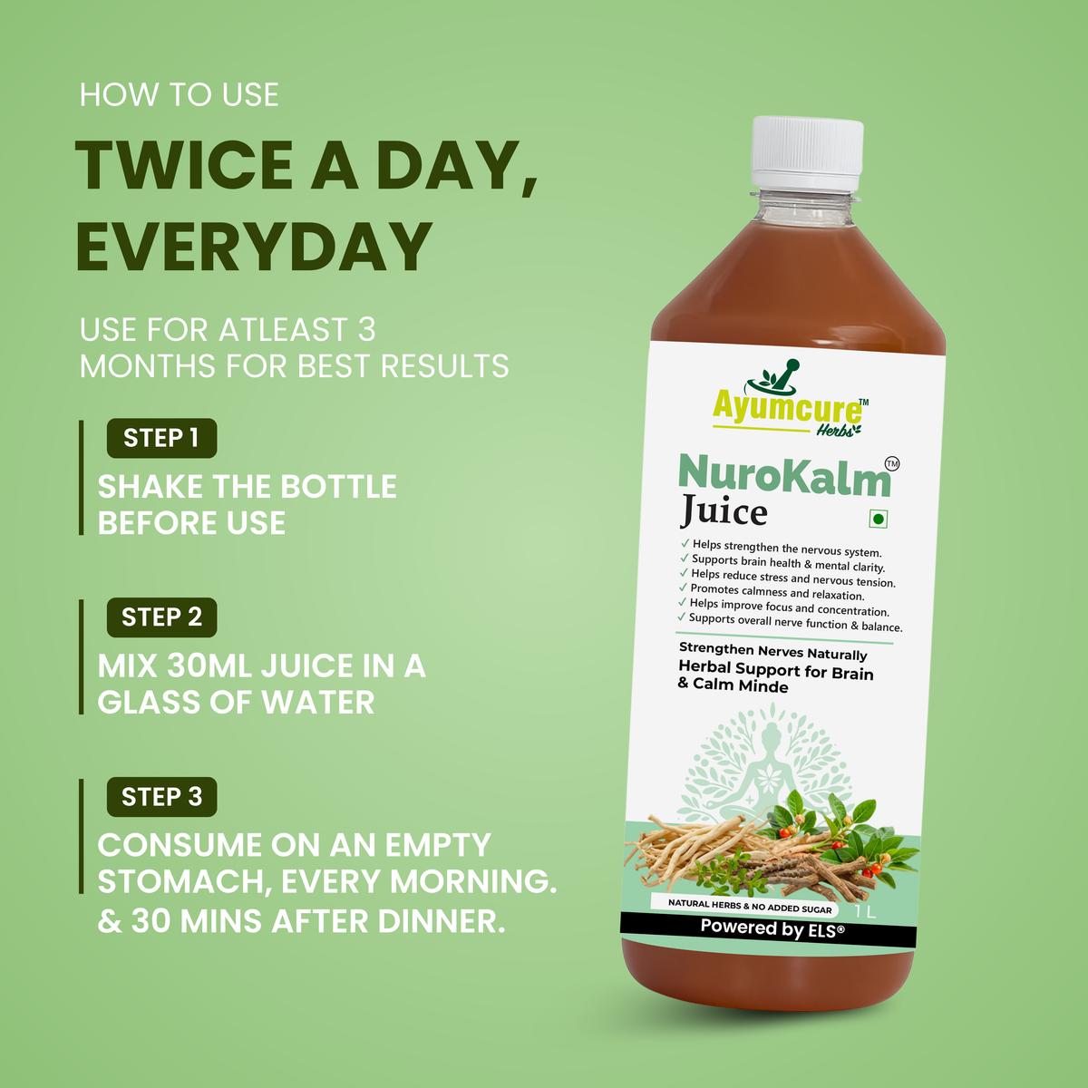 NuroKalm Ayurvedic Nervous System & Stress Relief Juice - No Added Sugar - Unisex