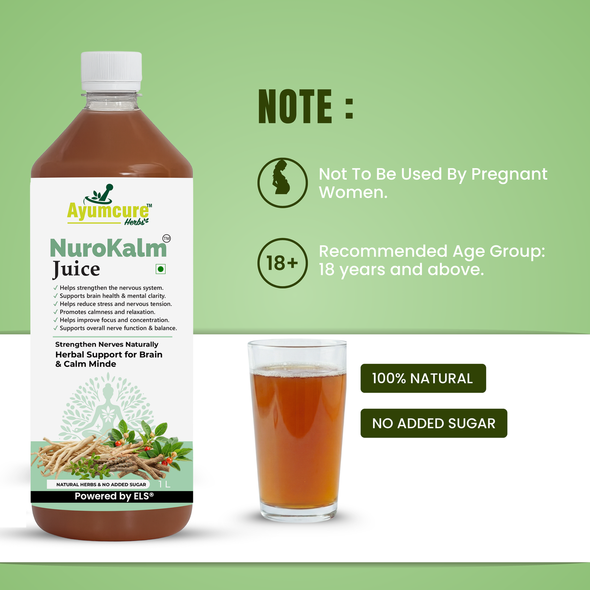 NuroKalm Ayurvedic Nervous System & Stress Relief Juice - No Added Sugar - Unisex