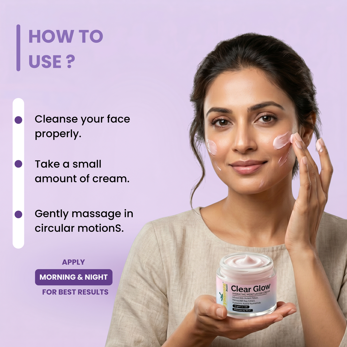 Clear Glow Korean Skin Hydrating Moisturiser Cream | Women & Men | 30 gm