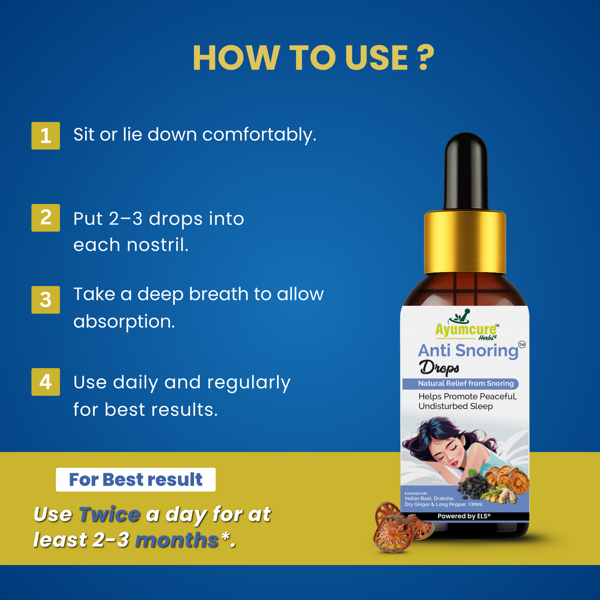 Anti-Snoring Herbal Nasal Drops | Promotes Peaceful Sleep | Men & Women