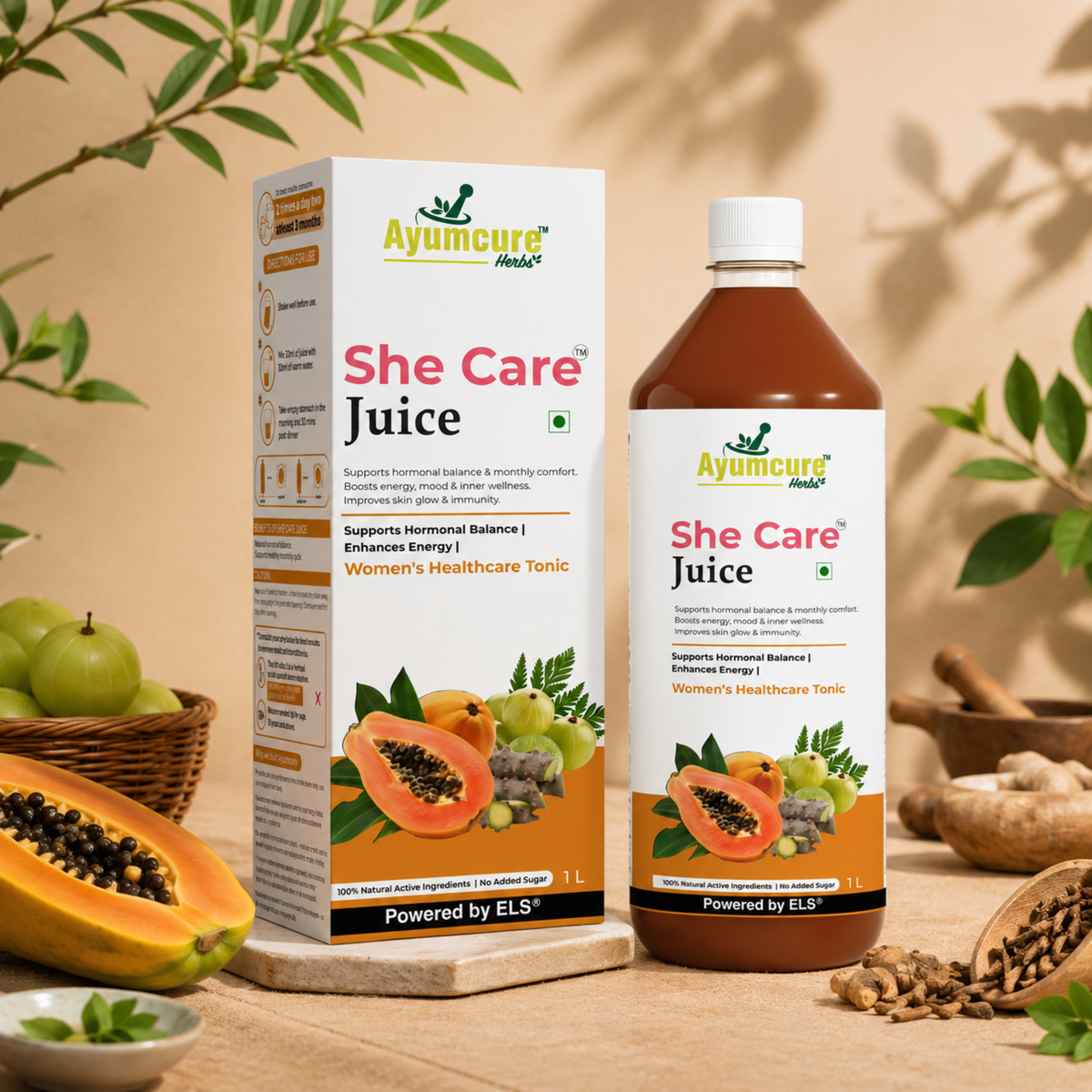 She Care Ayurvedic Juice | PCOS, PCOD & Period Pain Relief | Ayush Certified | Only For Women