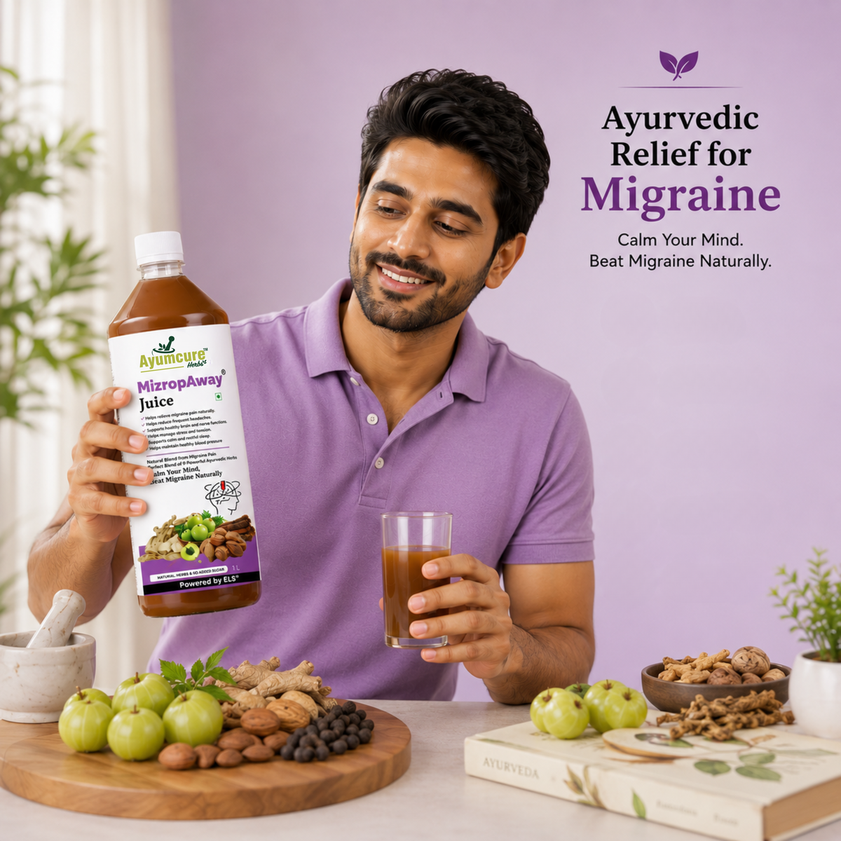 MizropAway Ayurvedic Migraine & Headache Relief Juice | Men & Women