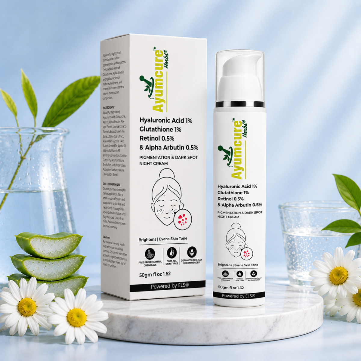 Night Cream – 1% Retinol, Alpha Arbutin & Glutathione for Pigmentation Repair | Unisex