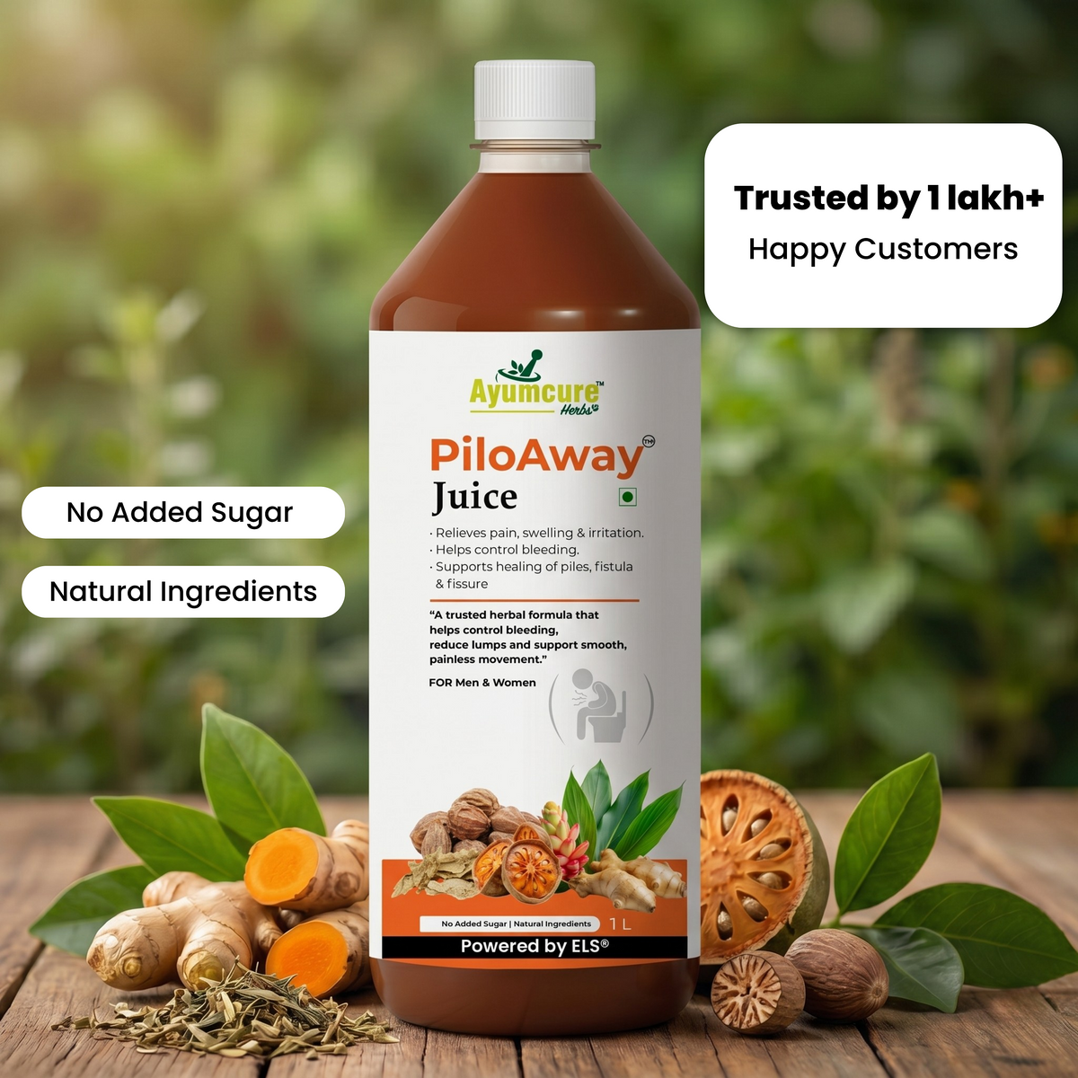 PiloAway Ayurvedic Piles Care Juice, Bleeding, Pain & Swelling Relief, Men & Women