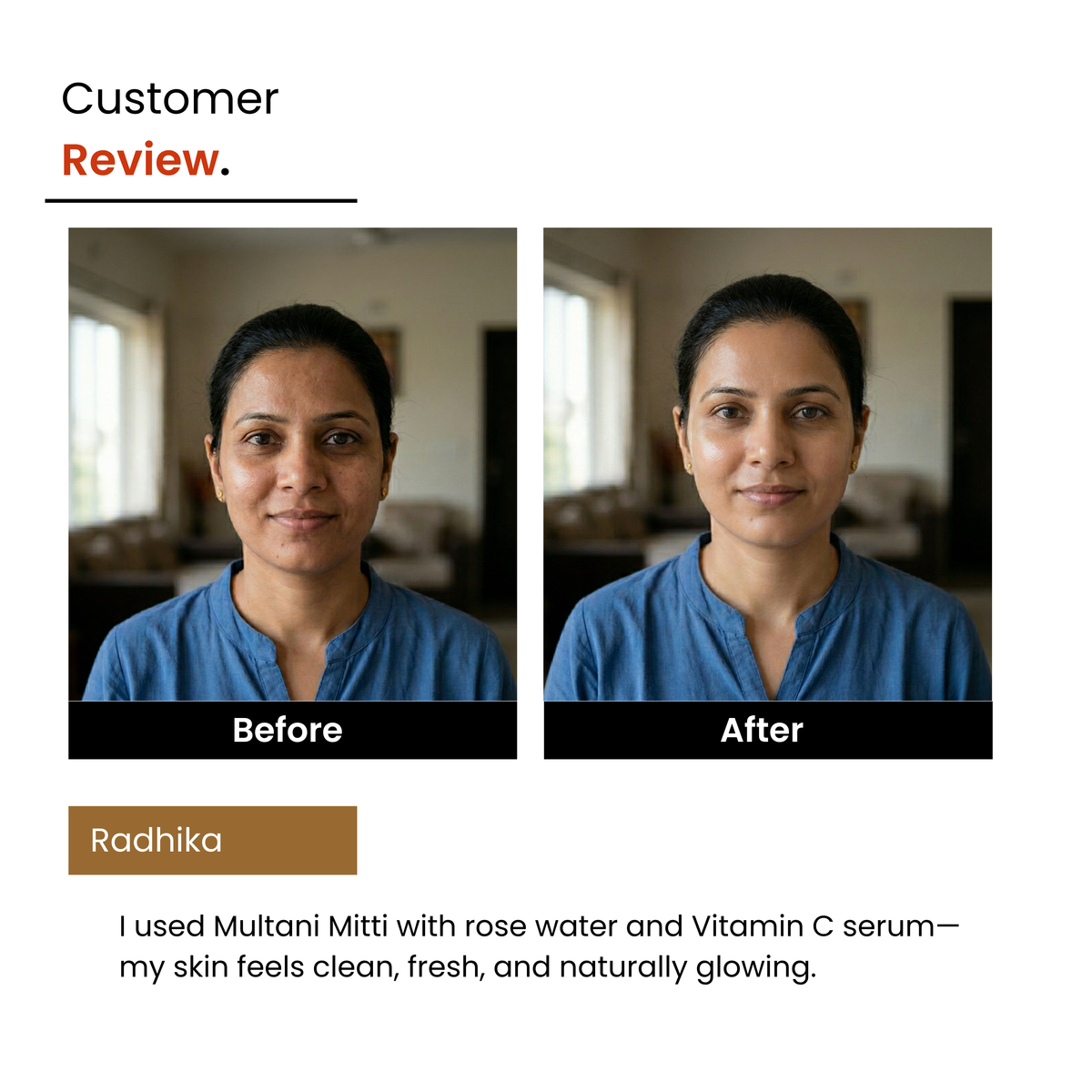 Instant Glow Combo: Multani Mitti + Rose Water + Vitamin C Serum | Men & Women