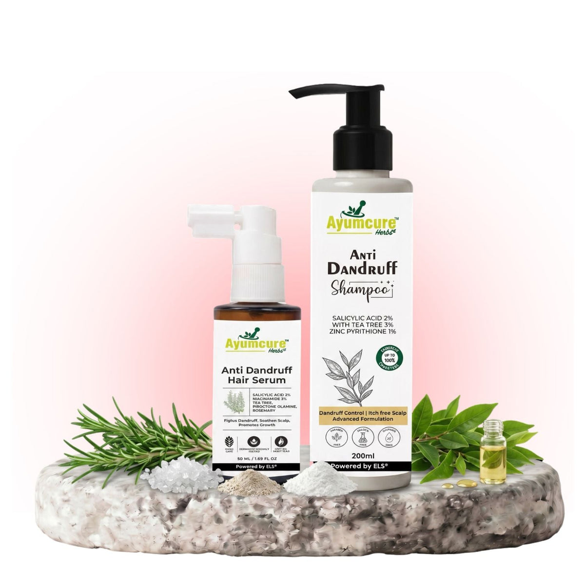 The Dandruff Fix Duo – 3% Tea Tree Shampoo + Anti-Dandruff Serum | Men & Women