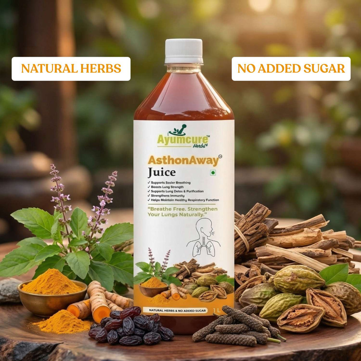 AsthonAway Ayurvedic Asthma & Respiratory Support Juice | Men & Women