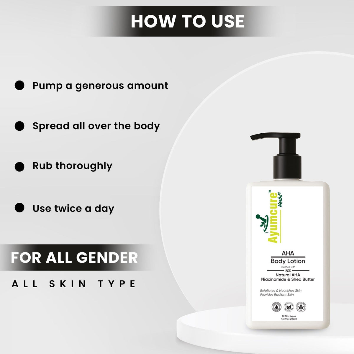 AHA 5% Body Lotion | Exfoliates Dead Skin, Deep Nourishment | Men & Women