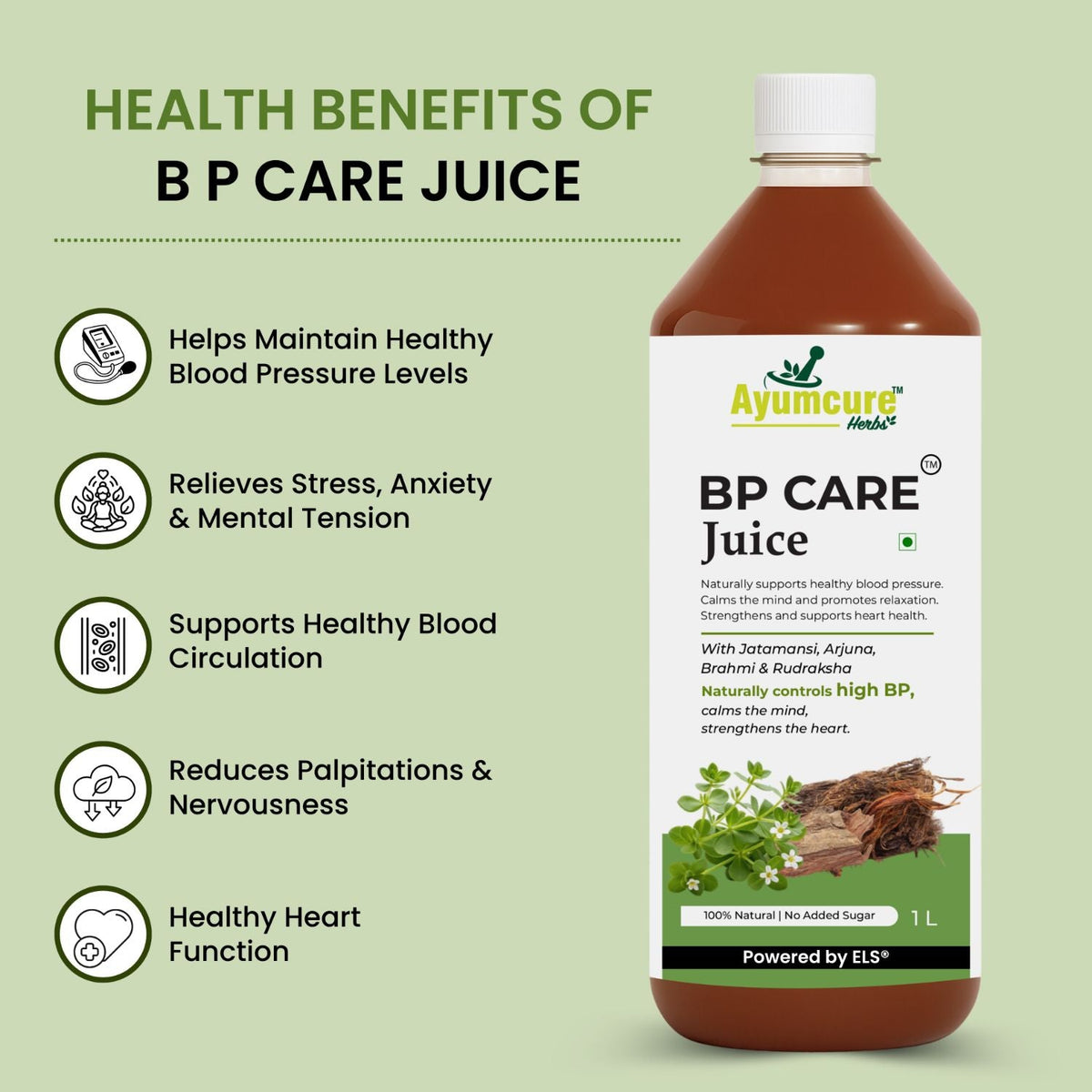 BP Care Ayurvedic Juice – Manages High Blood Pressure | Sugar Free | Men & Women