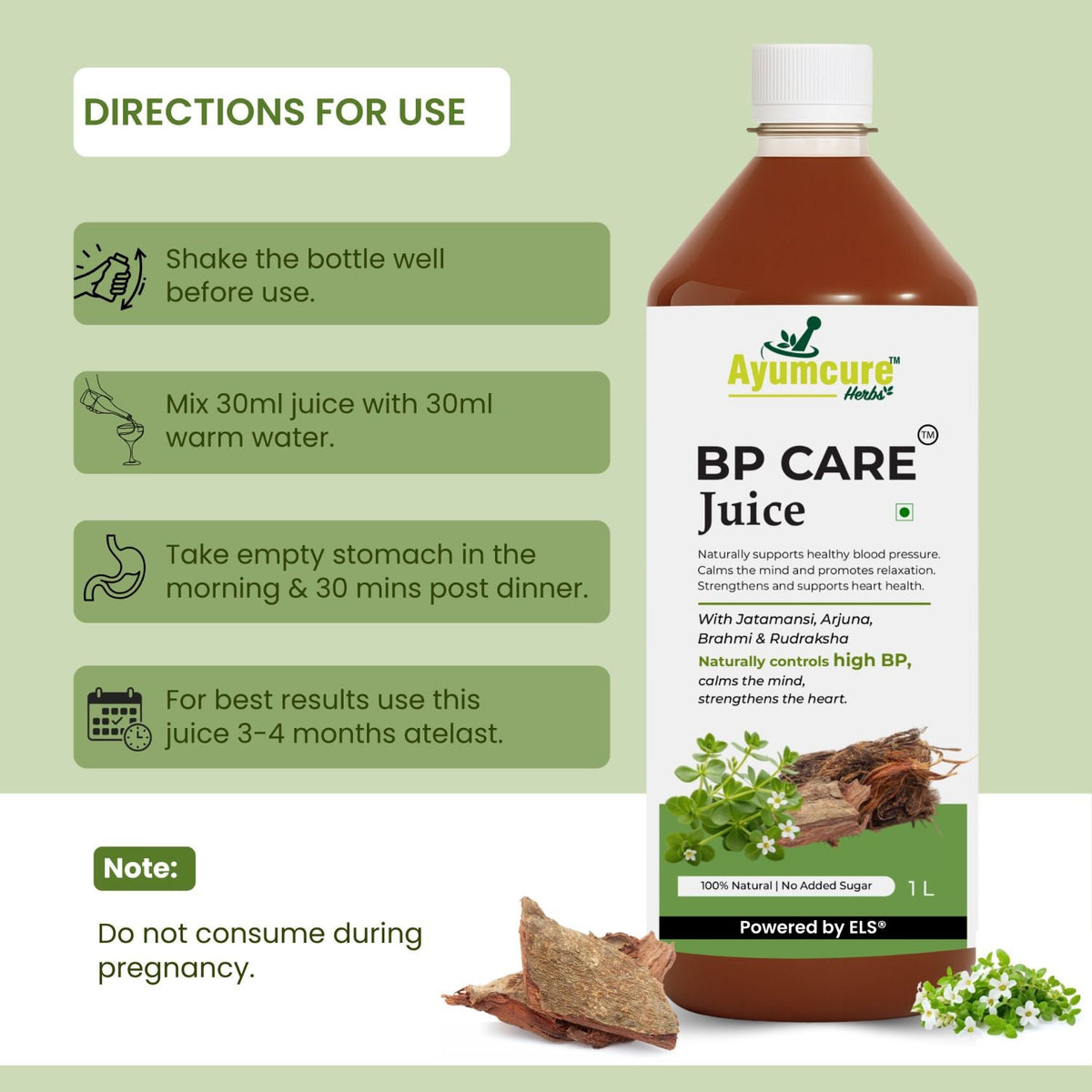 BP Care Ayurvedic Juice – Manages High Blood Pressure | Sugar Free | Men & Women